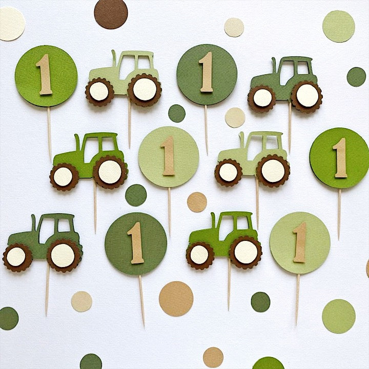 Tractor Cupcake Toppers Tractor Decorations by FUNSTACRAFT Farm theme Birthday