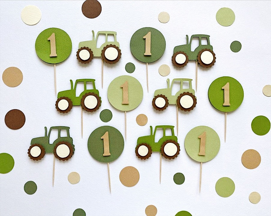 Tractor Cupcake Toppers Tractor Decorations by FUNSTACRAFT Farm theme Birthday