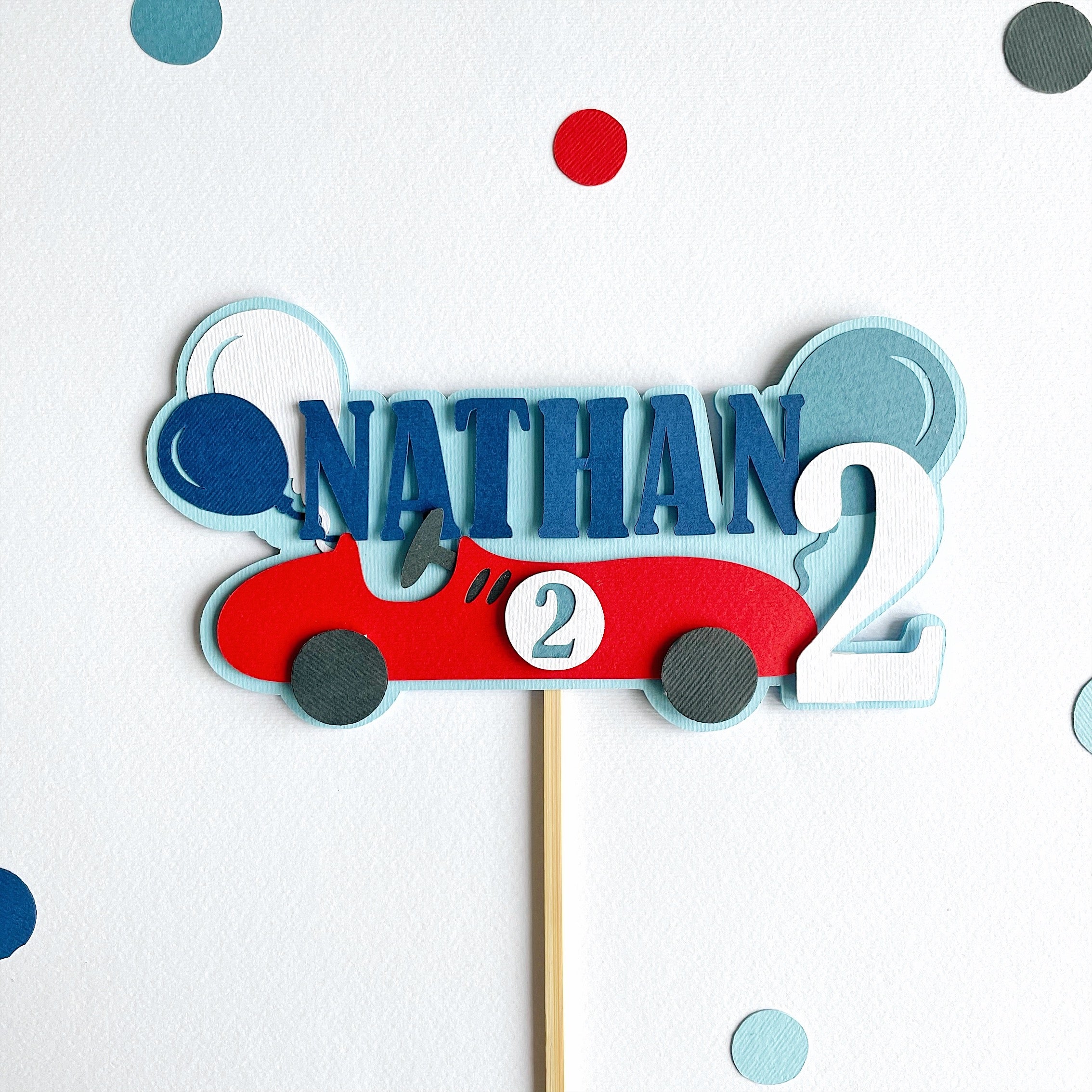 Race Car Name Cake Topper Two Fast Party Vintage Race Car Birthday