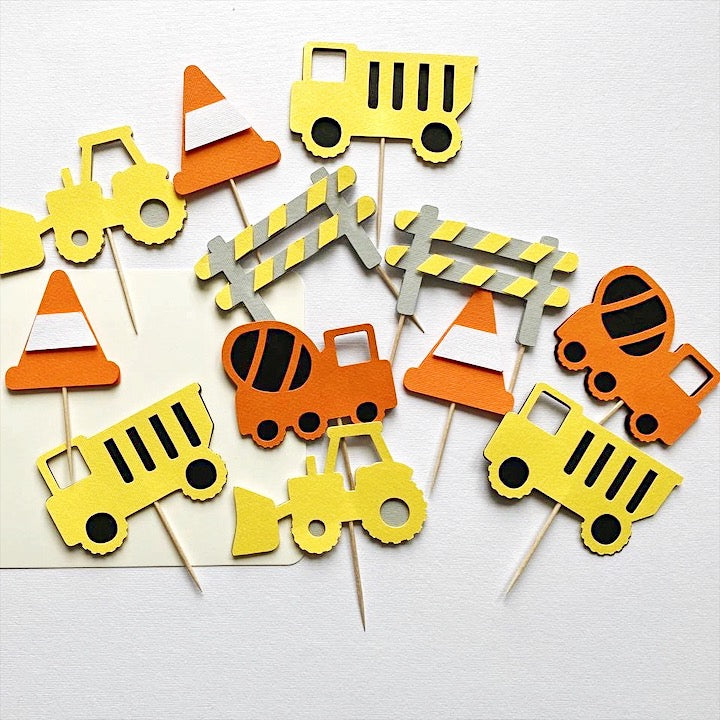 Construction Cupcake Toppers Construction Toddler Birthday Party Decorations Under Construction 1st Birthday Digger Excavator Truck Bulldozer Dump Everything theme