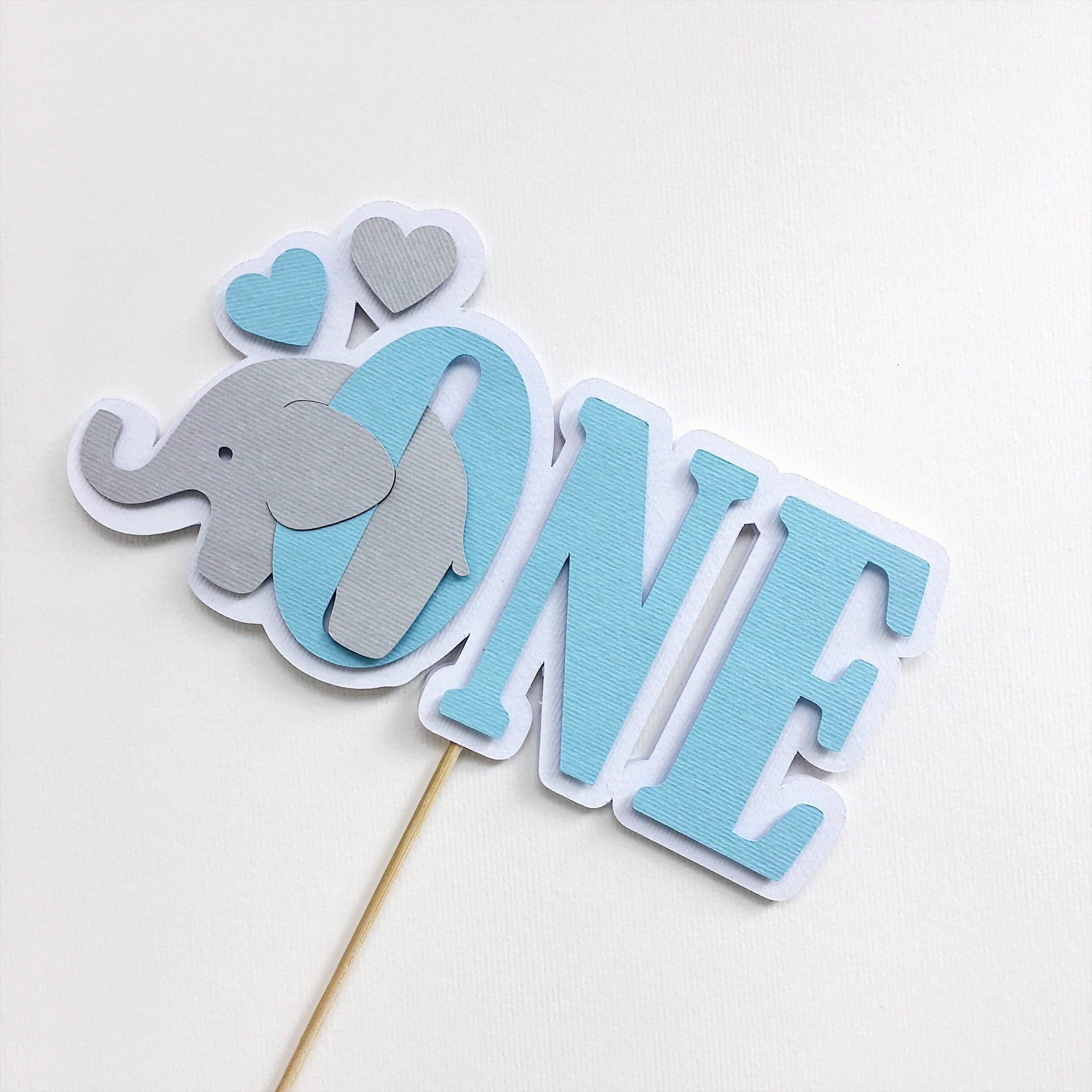 Elephant Cake Topper Blue Elephant Birthday Party 1st Birthday Decorations