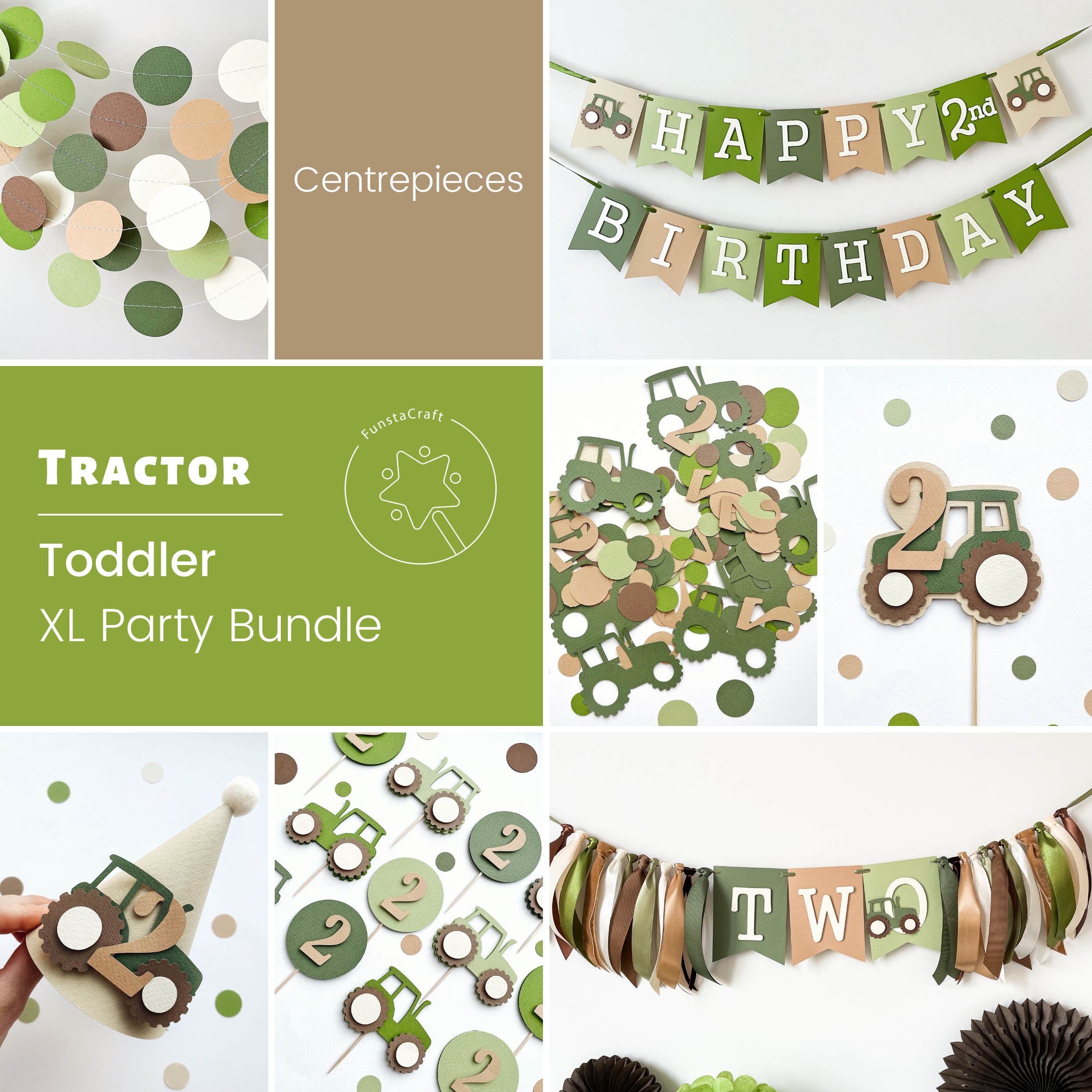 Tractor 2nd Birthday Decorations Tractor Theme Party Tractor Party Supplies Tractor Party Favors by FunstaCraft