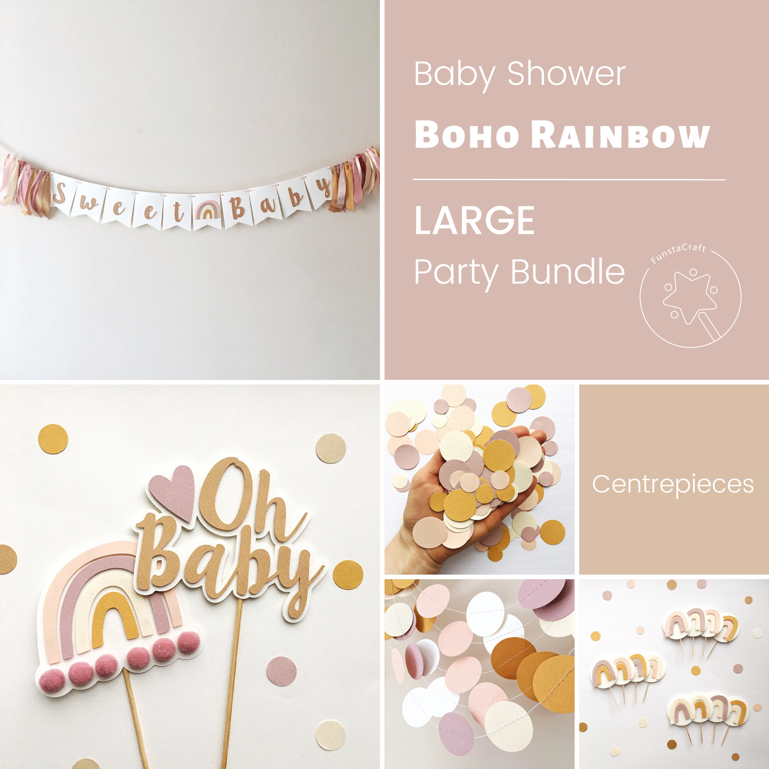 Baby Shower Boho Rainbow Party Bundle Birthday Party