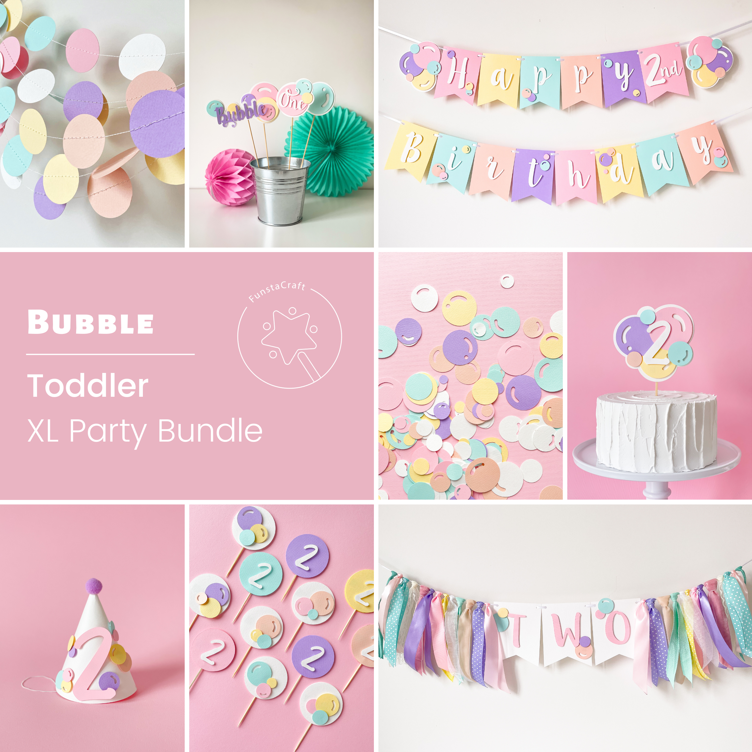 Bubble 2nd Birthday Party Bundle Girl Summer Bubbles