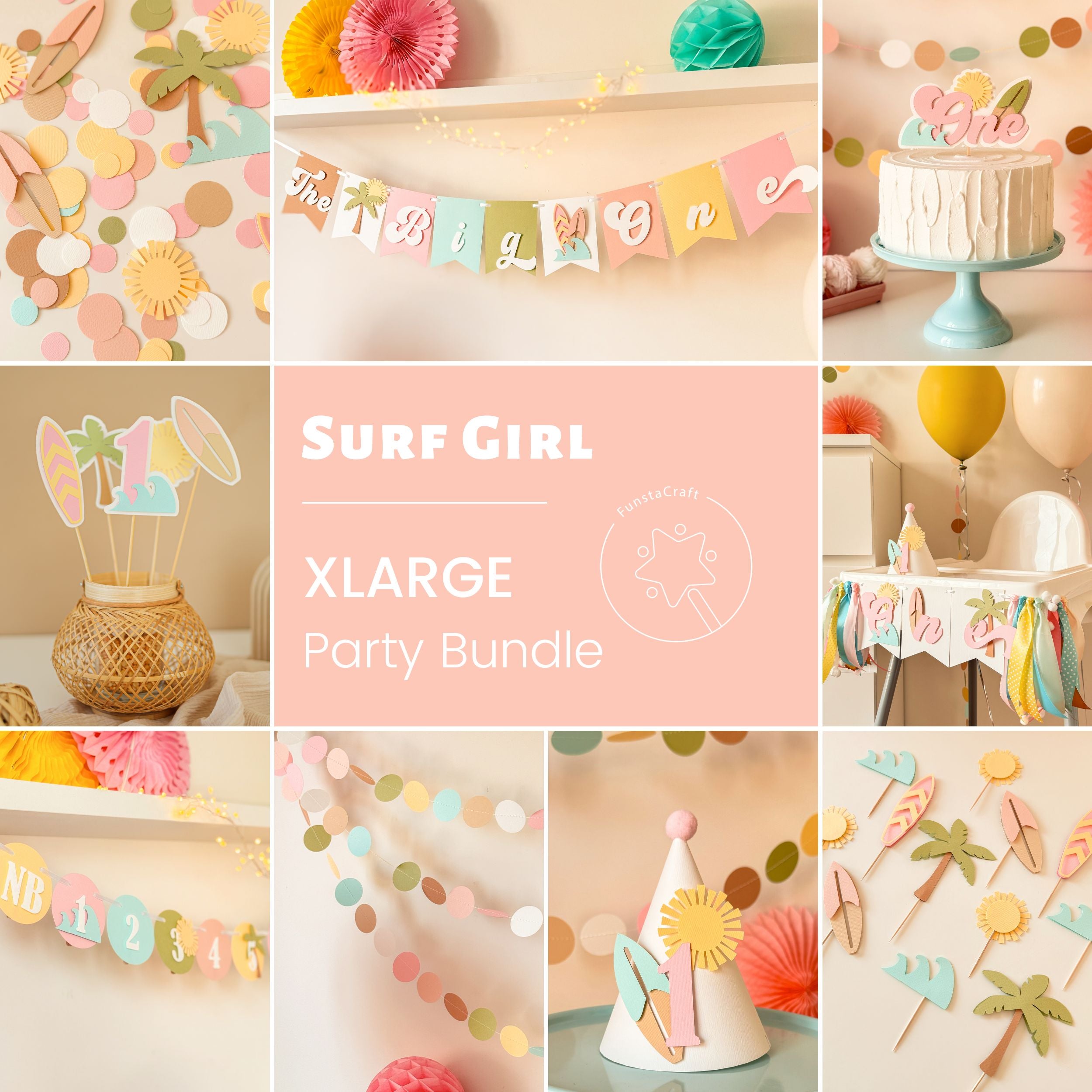 Girl The Big One Birthday Bundle, Surf 1st Birthday Party, Beach Decorations, First Wave