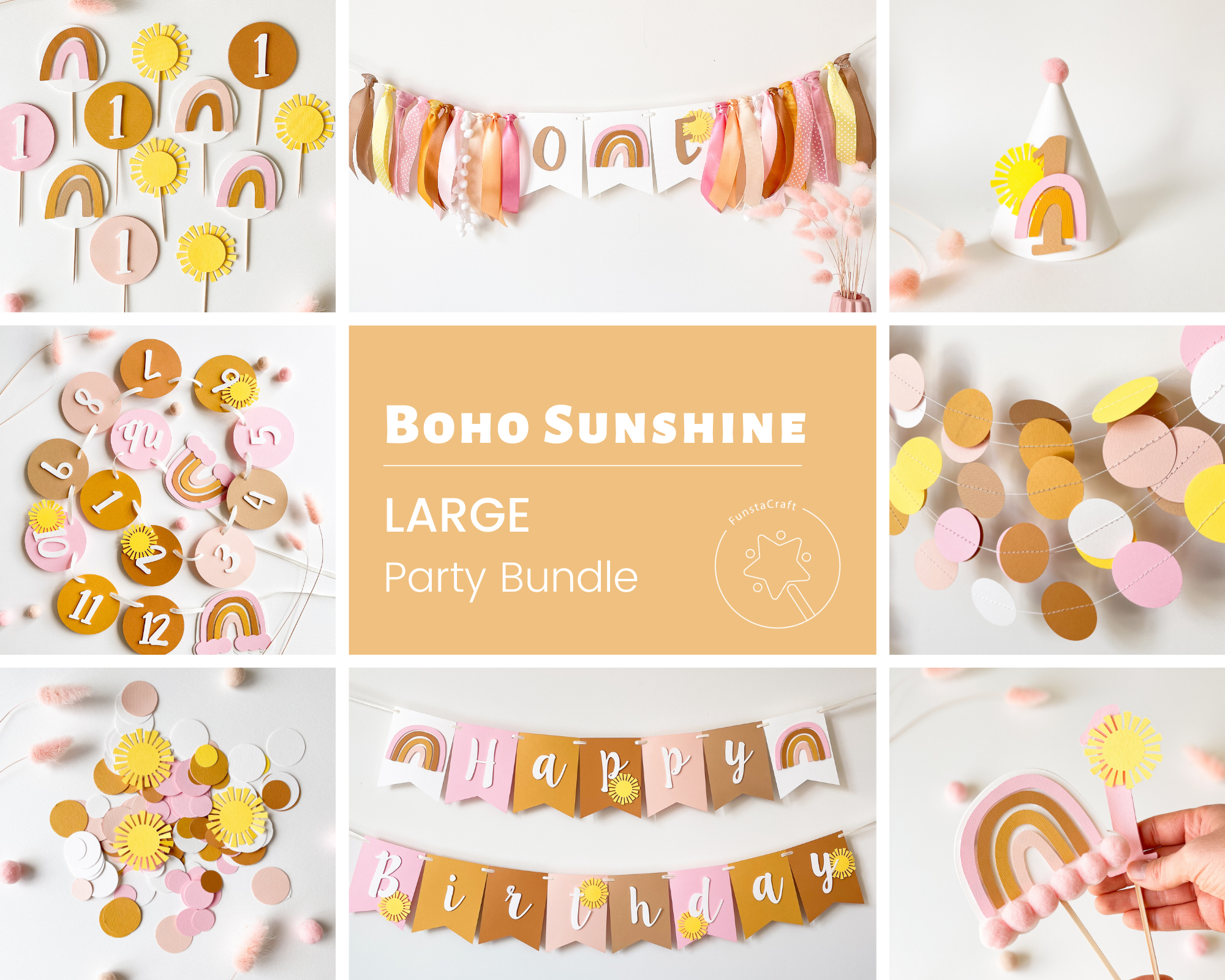 Boho Sun Girl 1st Birthday Party Bundle Here Comes the Sun Birthday Decorations Boho Sunshine First Birthday Party First Trip Around The Sun