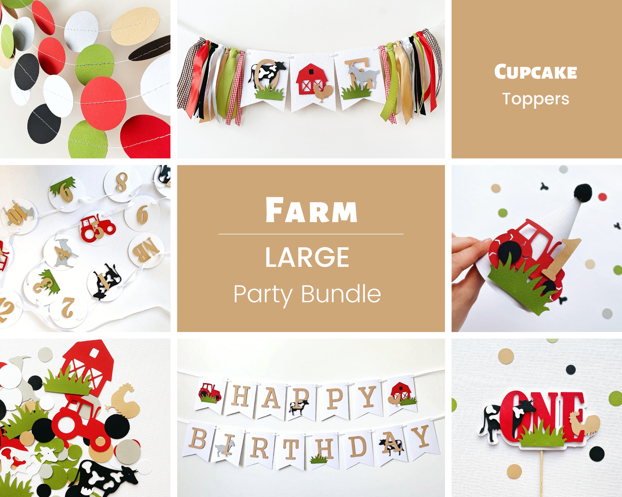 Farm First Birthday Party Bundle Farm Party Decorations Farm First Birthday Party Barn Themed Boy 1st Birthday Decorations