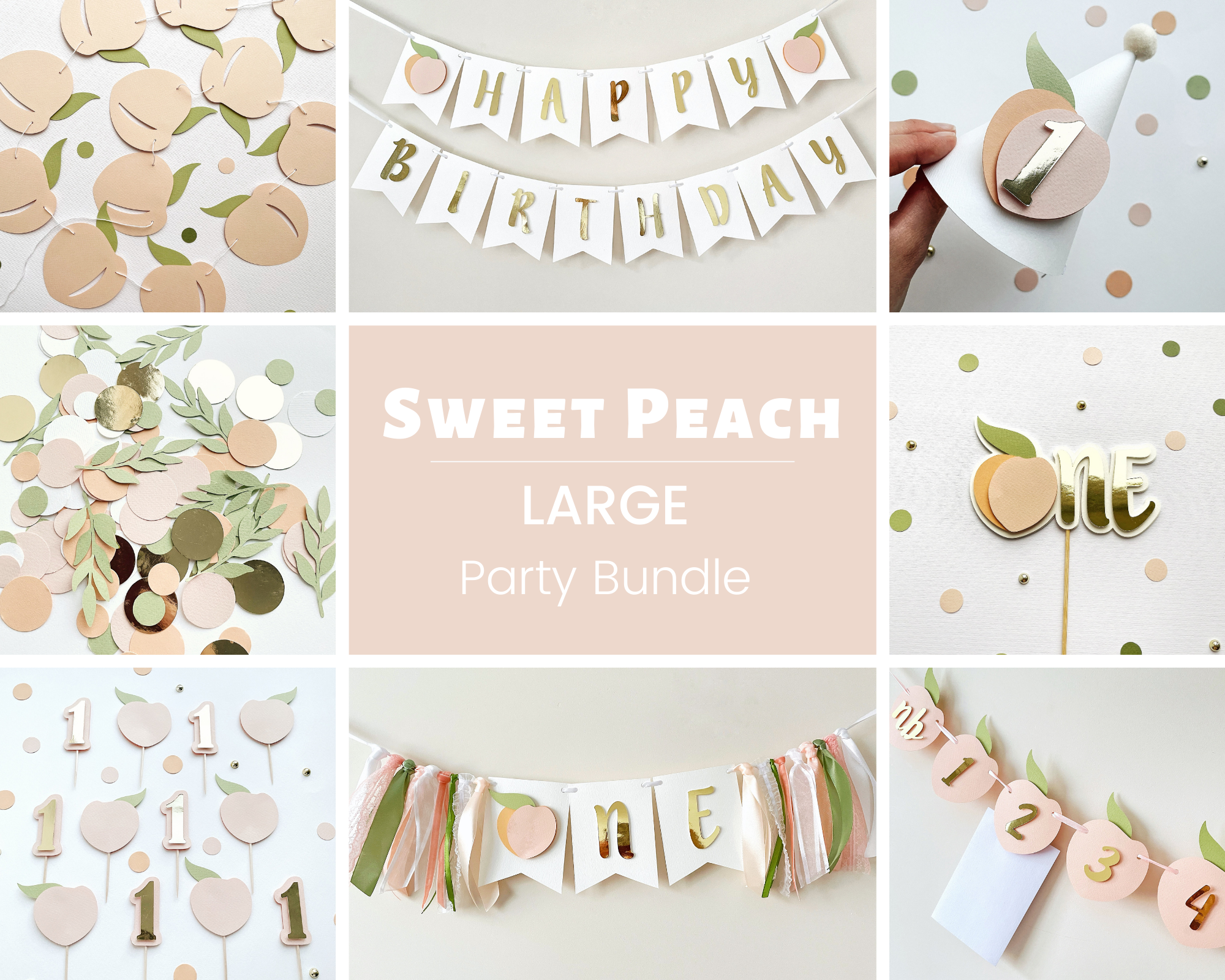 Peach 1st Birthday Party Bundle Sweet as a Peach Birthday Decorations