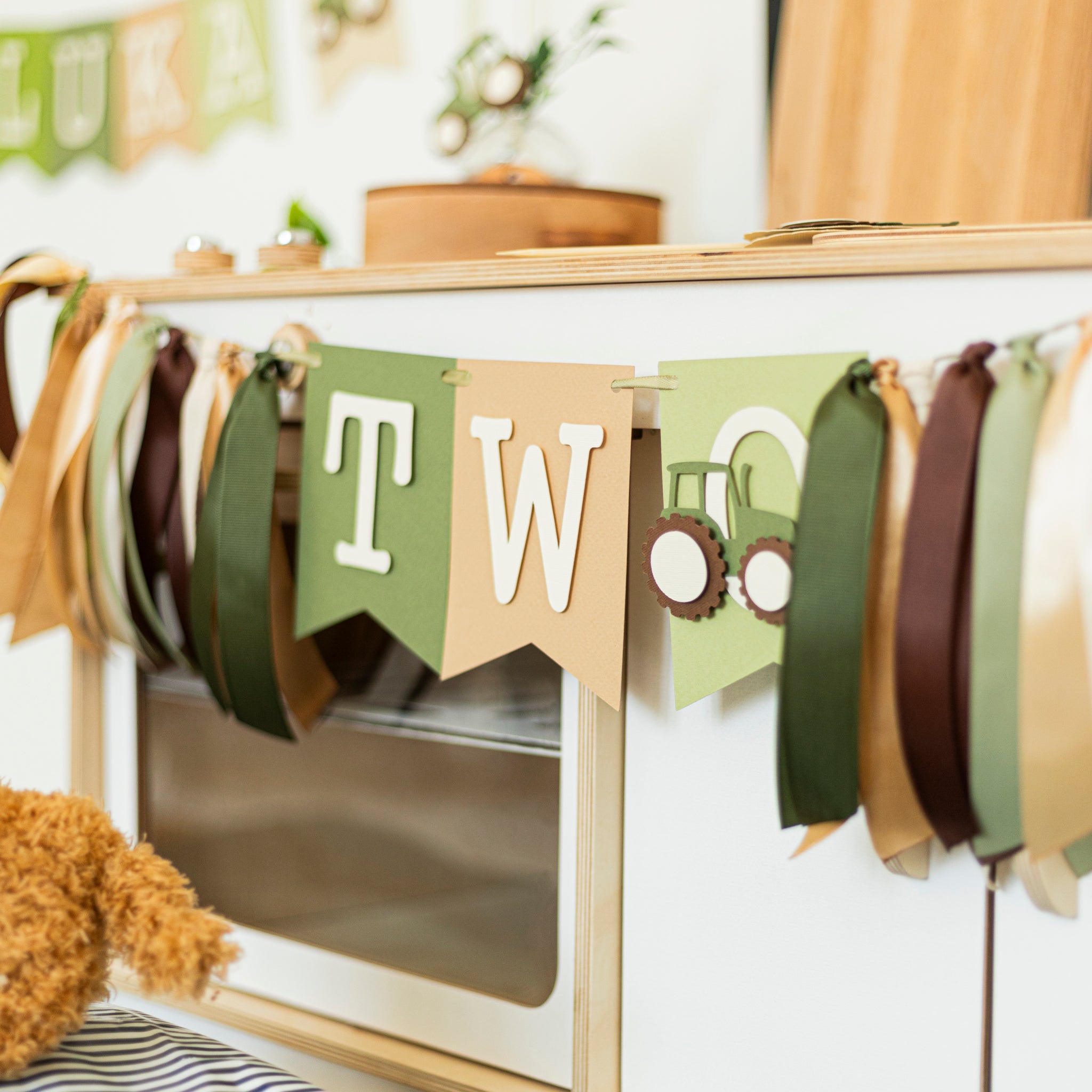 Tractor Two High Chair Banner Farm Theme 2nd Birthday Party Decorations Tractor Birthday by FunstaCraft Two Year Old Boy Theme