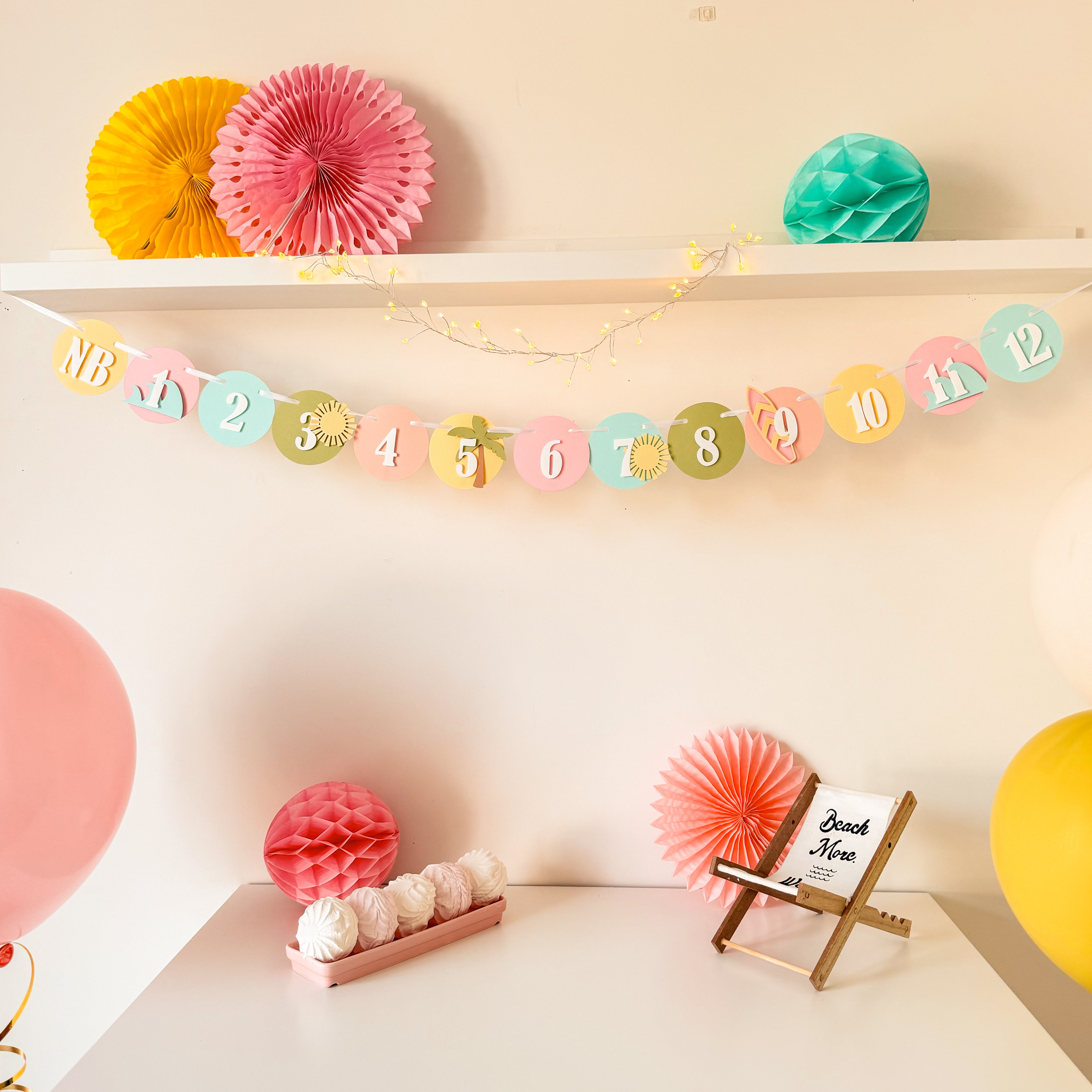 Surf 12 Month Photo Banner The Big One Birthday Beach 1st Birthday Party