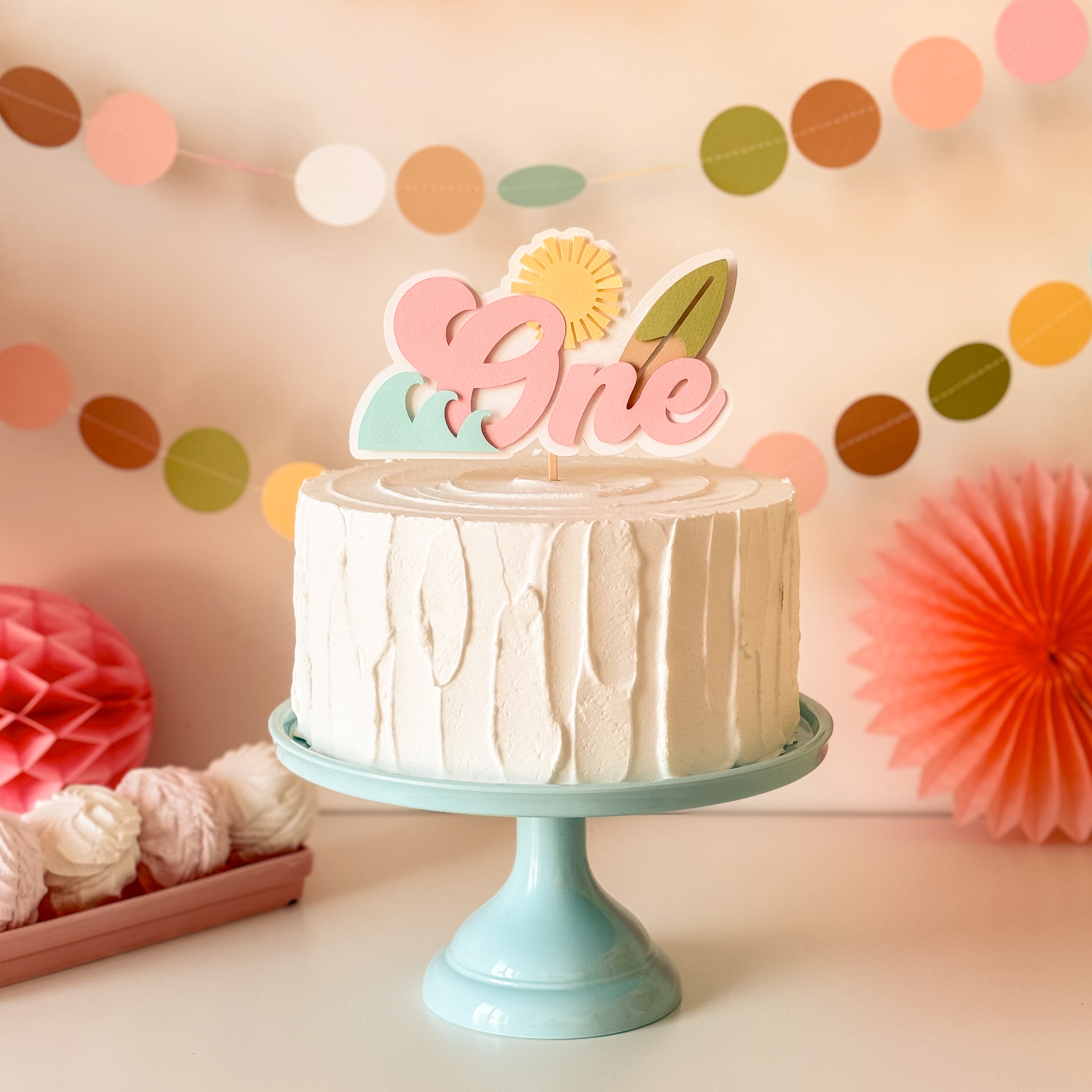 Surfboard Girl Cake Topper The Big One Birthday Little Surfer Birthday