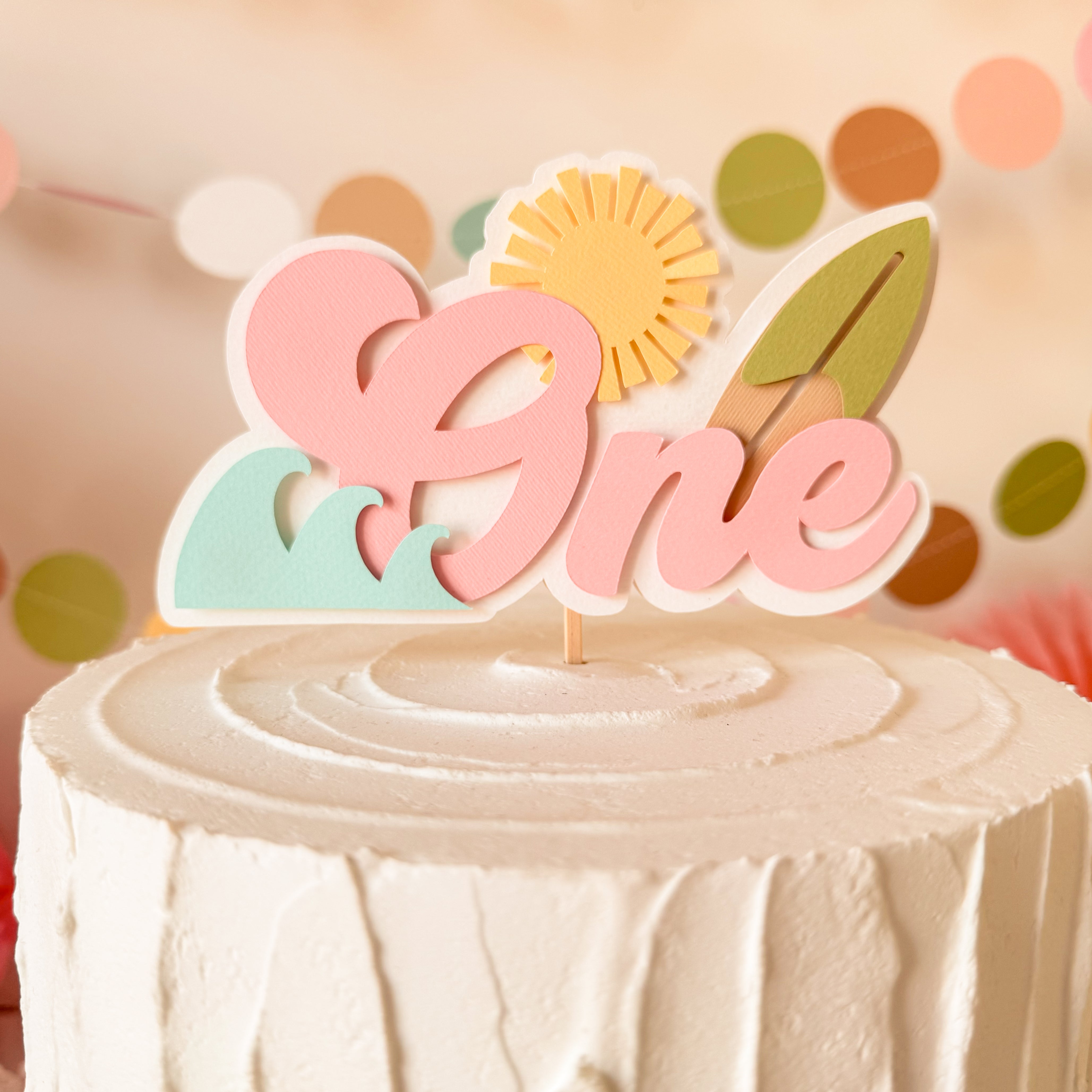 Surfboard Girl Cake Topper The Big One Birthday Little Surfer Birthday