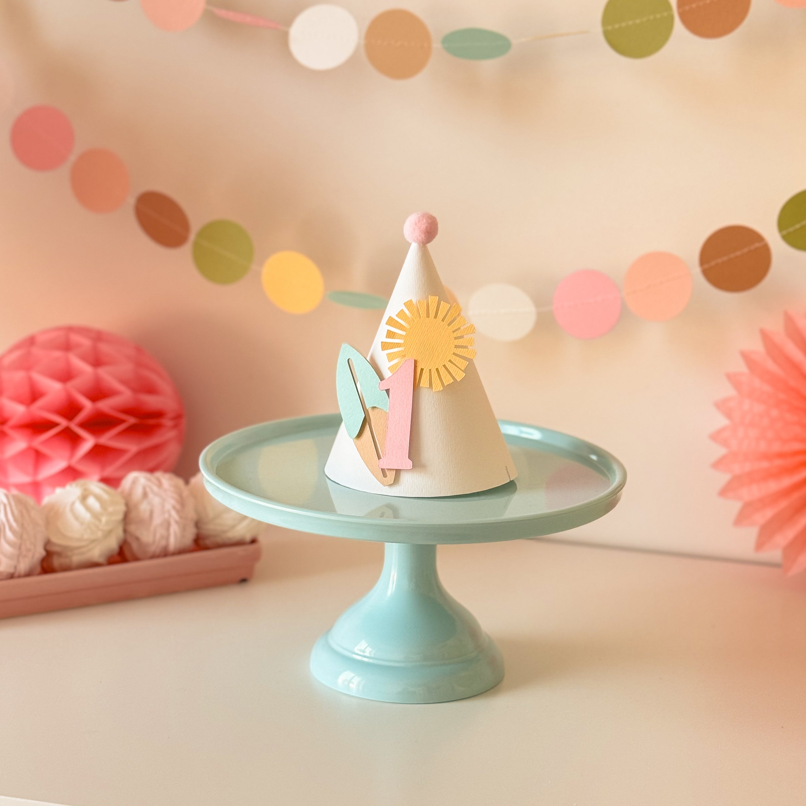 Surf Girl One Party Hat Surf 1st Birthday Decorations