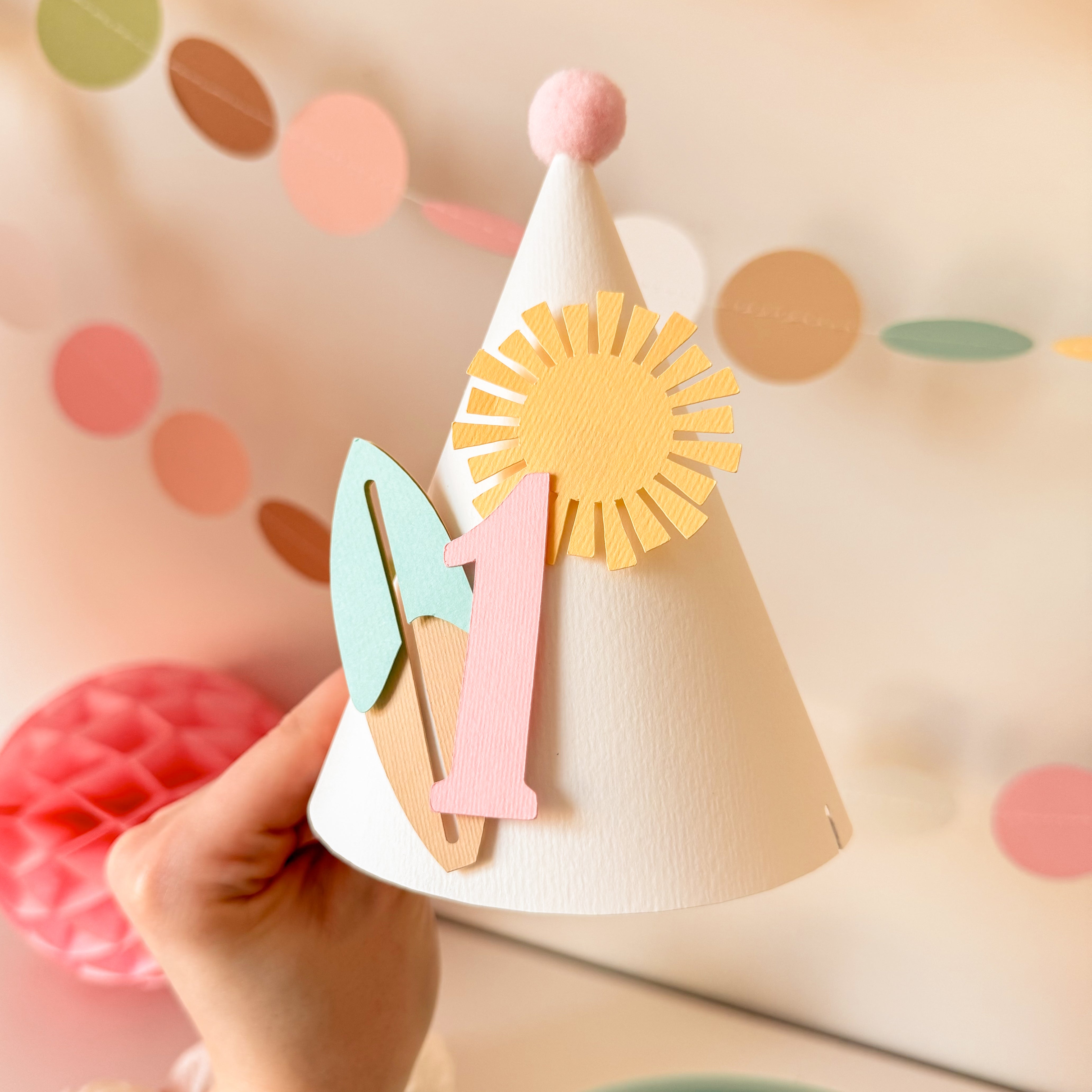 Surf Girl One Party Hat Surf 1st Birthday Decorations