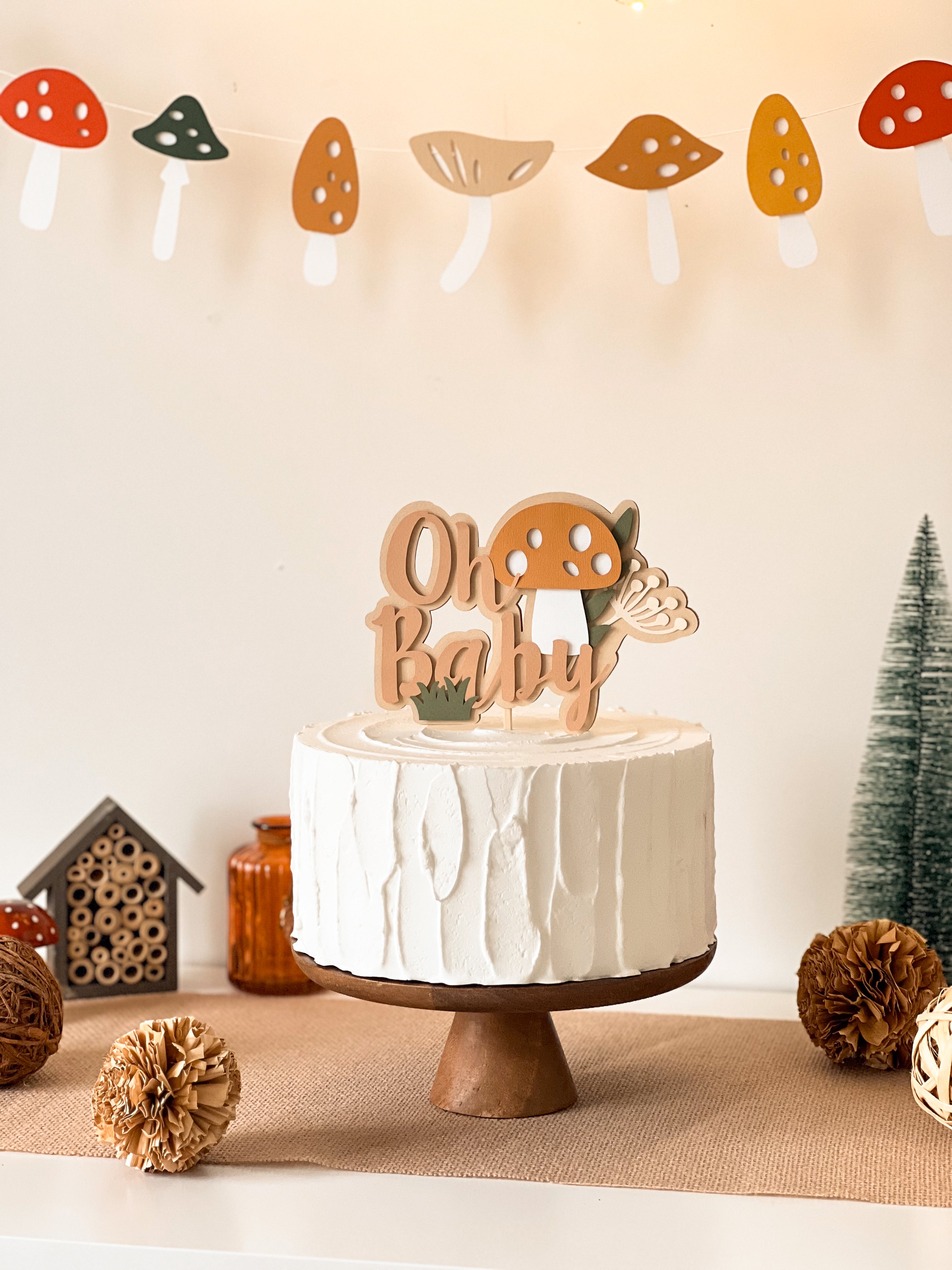 Mushroom Oh Baby Cake Topper Woodland themed Baby Showers A Little Mushroom is on the Way