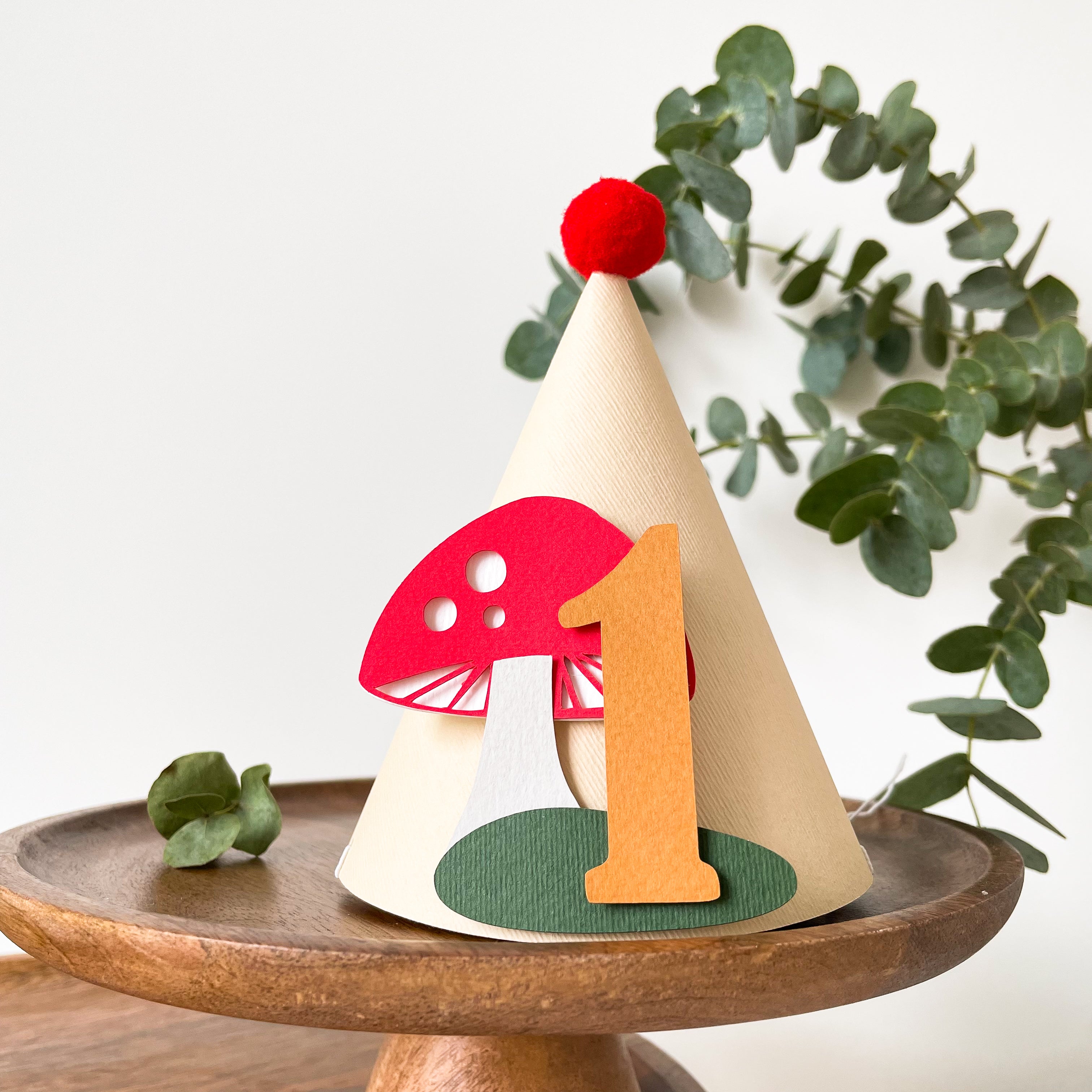 Mushroom Birthday Party Hat Red Toadstool Party Decorations Fairy First Birthday Cake Smash Outfit Fungi First Birthday Decorations