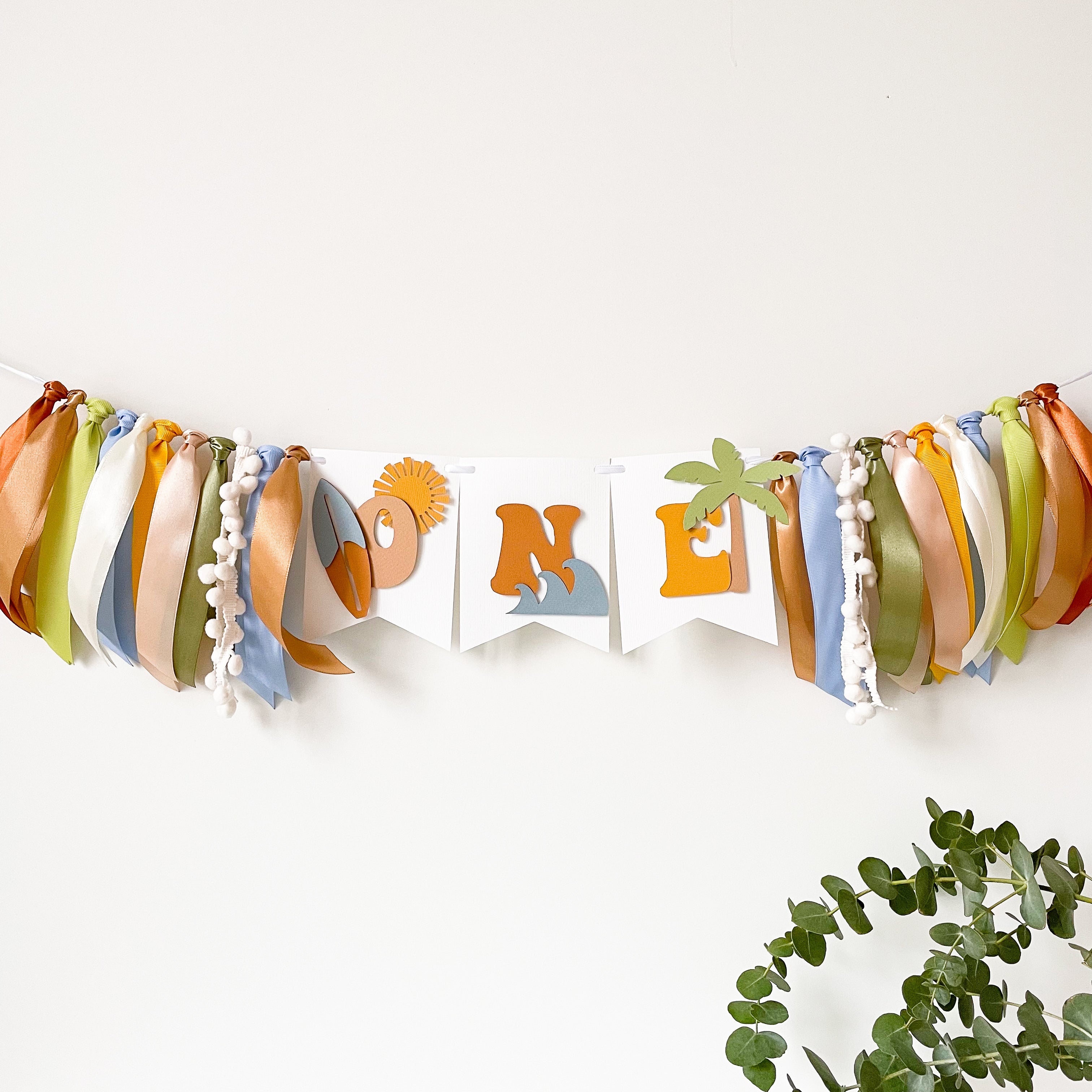 Surf One First Birthday Highchair Banner Surf 1st Birthday Party Decorations Surf High Chair Banner Surf Banner  Surf theme The Big One Birthday Surfboat or Beach 1st Birthday Party Retro Beach Party