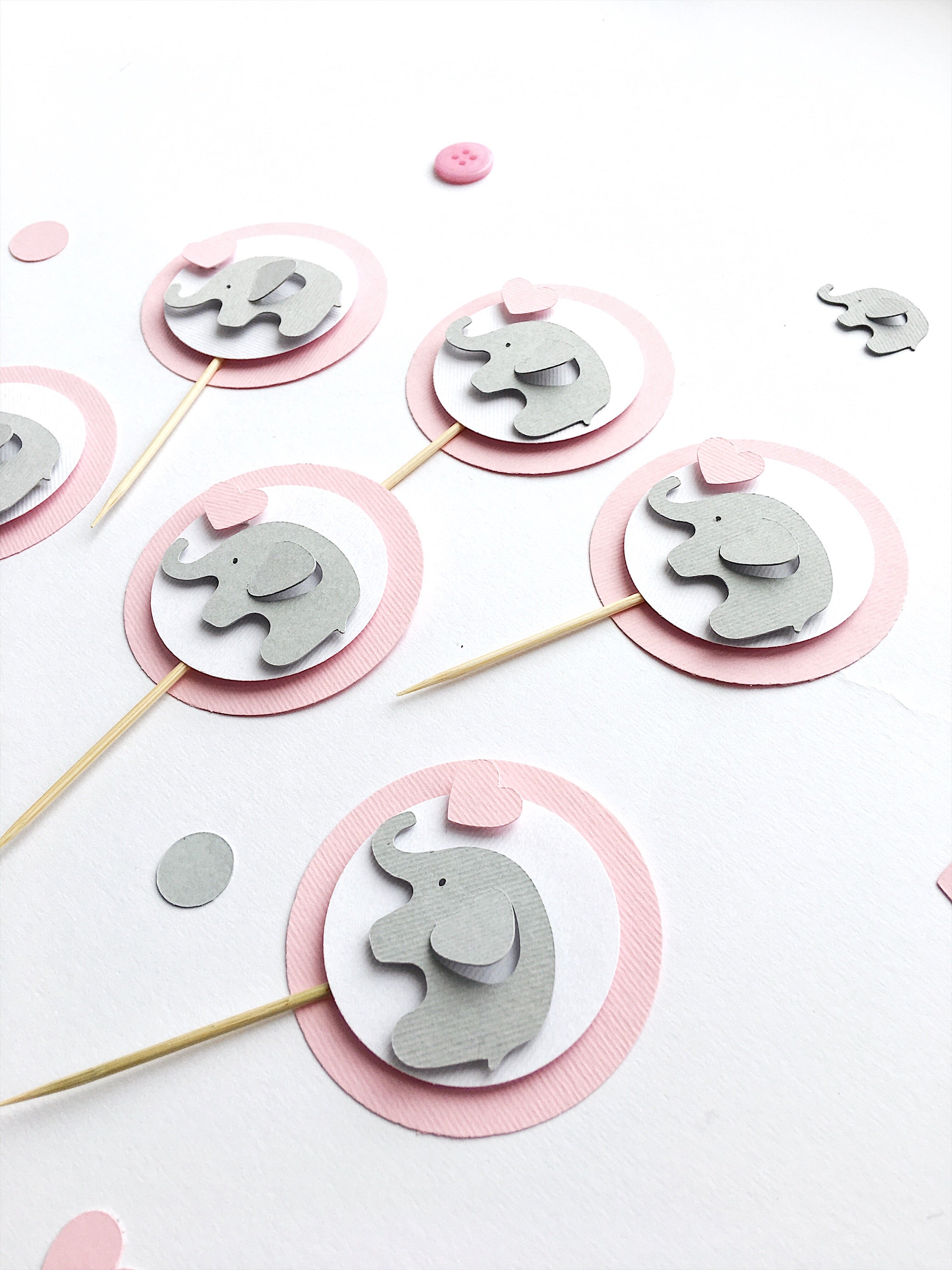 Elephant Cupcake Toppers Elephant 1st Birthday Decorations Elephant Baby Shower Party