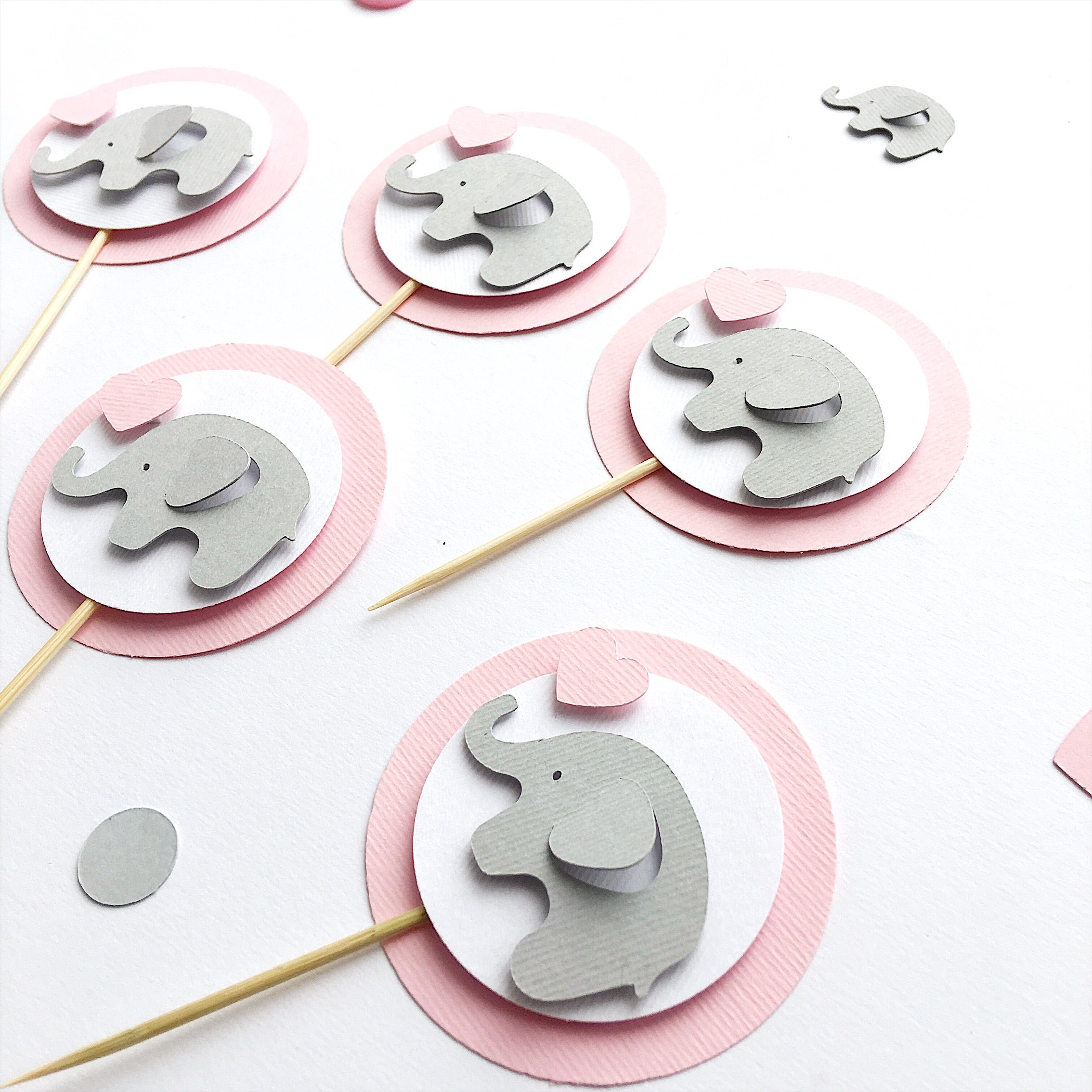 Elephant Cupcake Toppers Elephant 1st Birthday Decorations Elephant Baby Shower Party