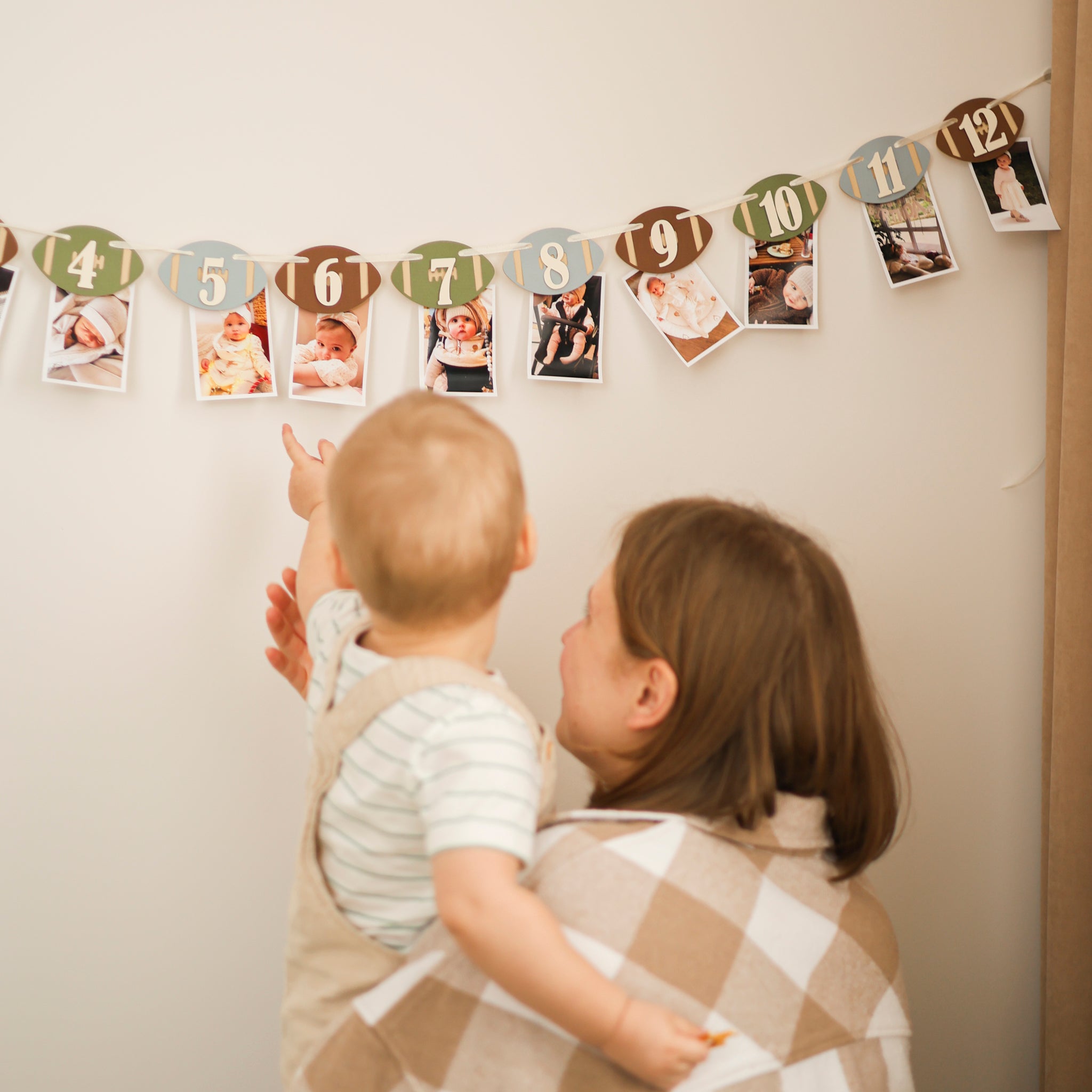 First Year Down Monthly Photo Banner, Football 1st Birthday Decorations