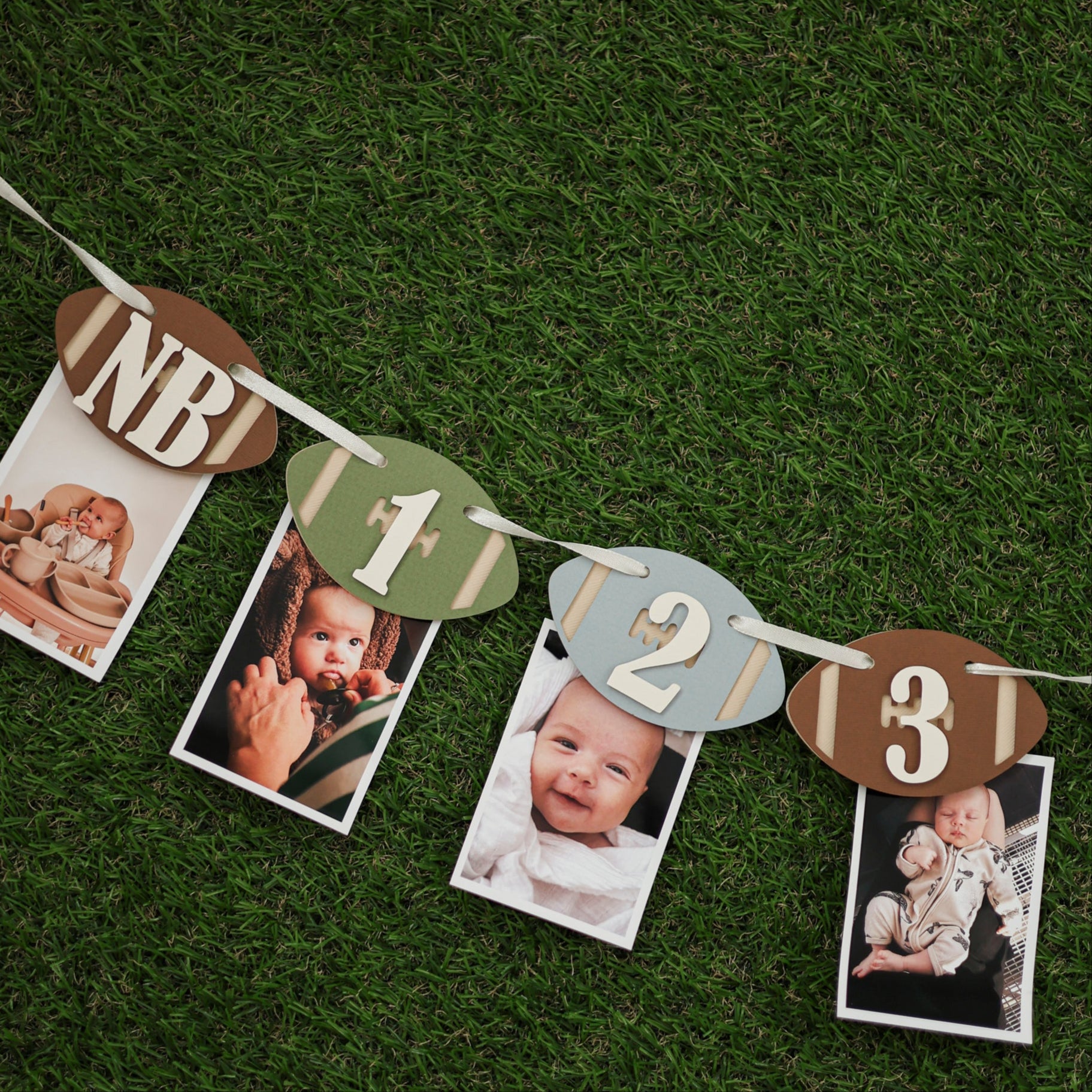 First Year Down Monthly Photo Banner, Football 1st Birthday Decorations