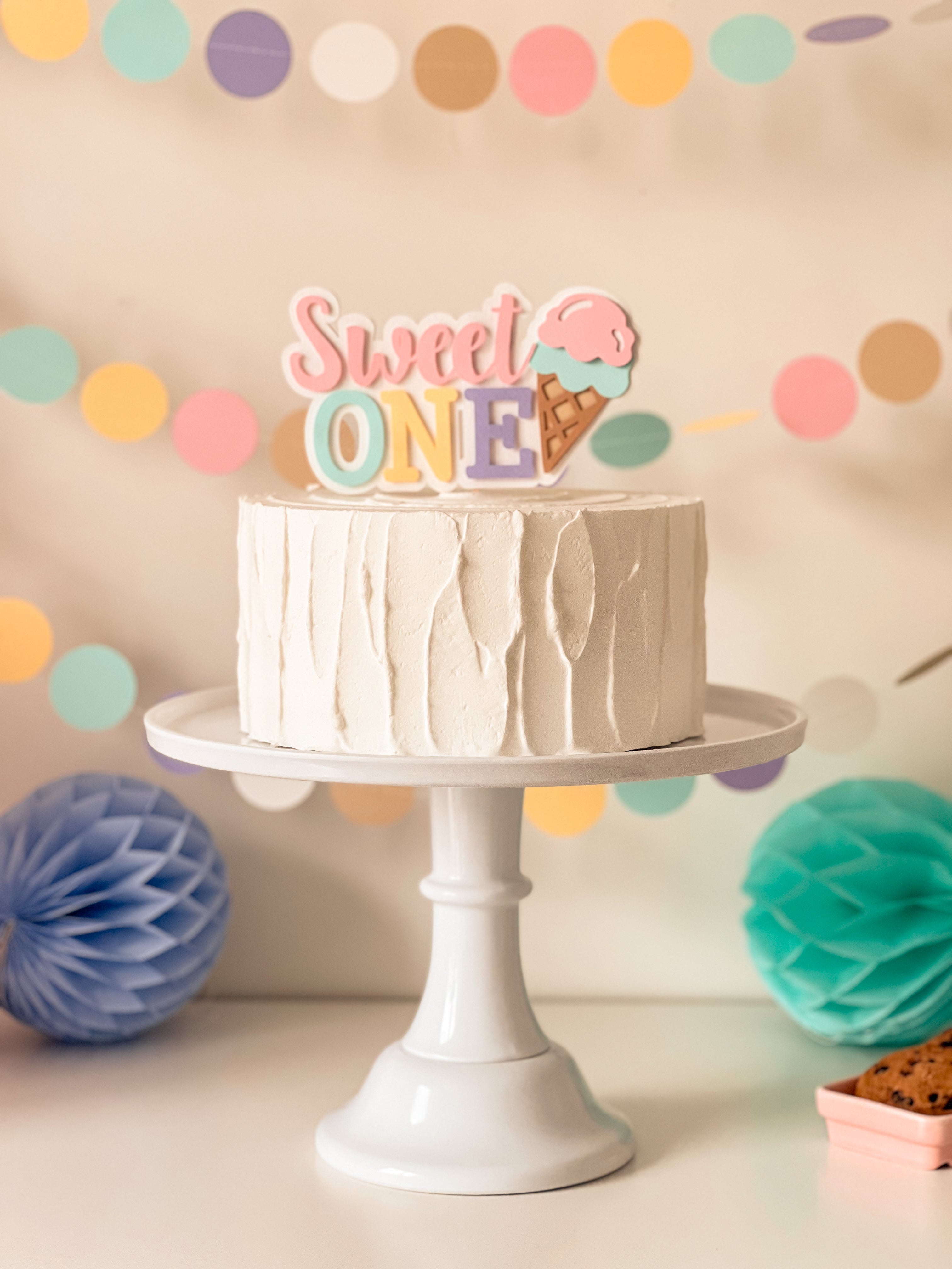 Sweet One Cake Topper Ice Cream First Birthday Decor