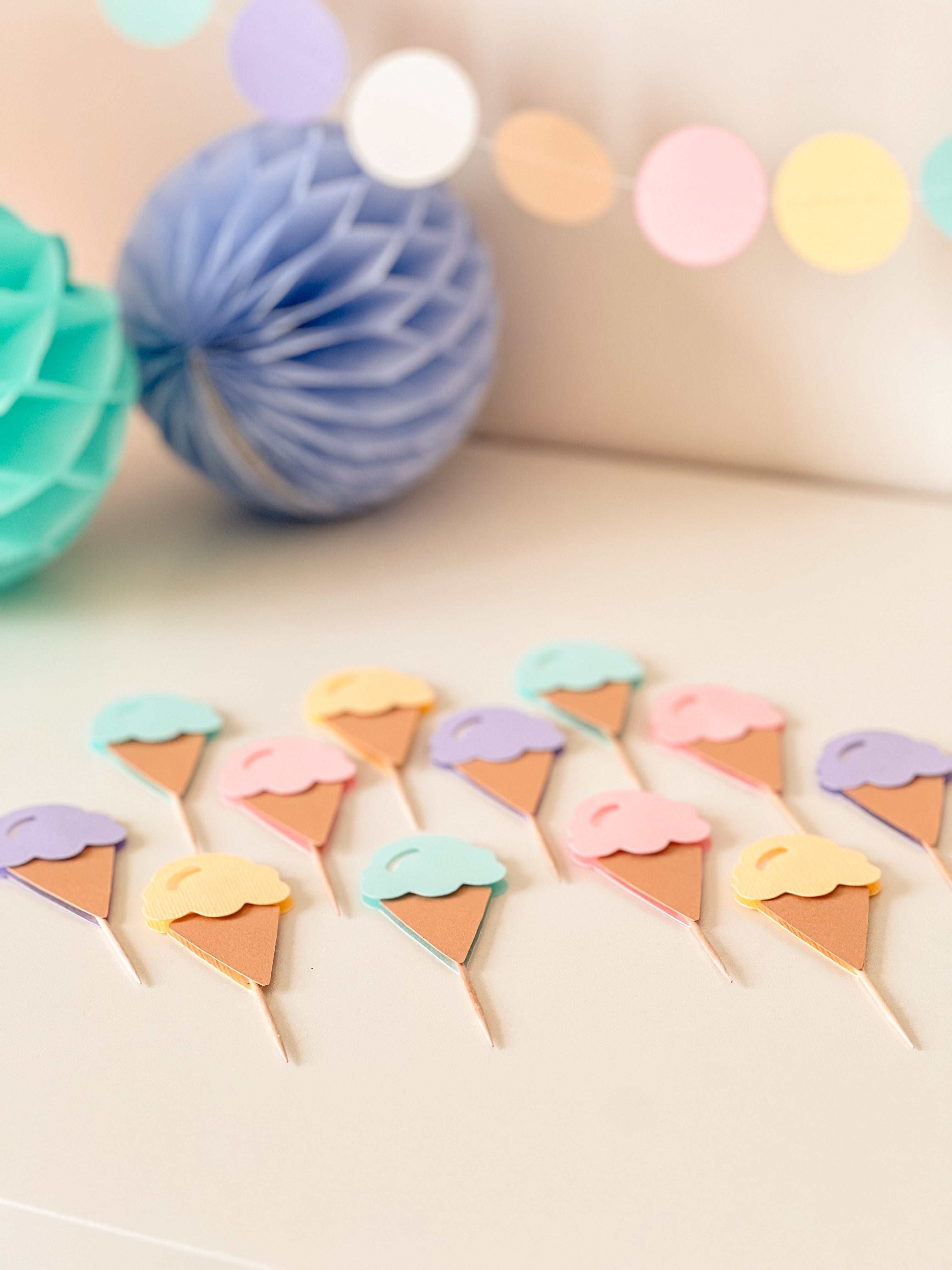 Ice Cream Cupcake Toppers Here's the Scoop Birthday party Two Sweet Birthday