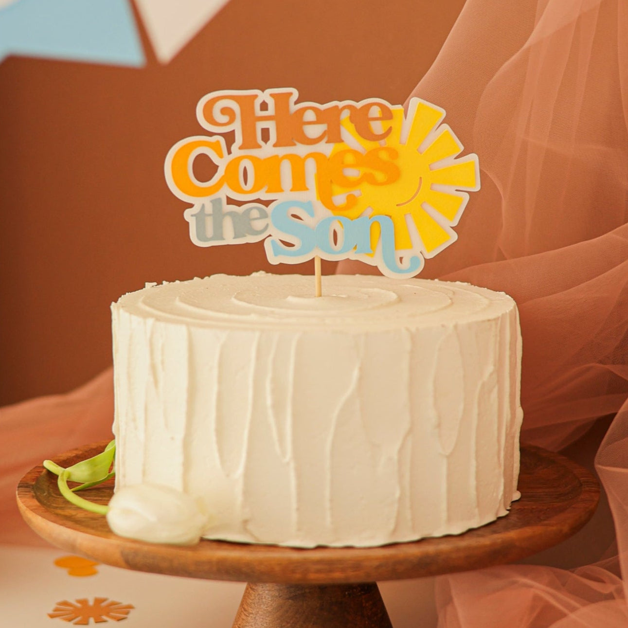 Here Comes The Son Cake Topper Oh Baby Cake Topper You Retro Sun Party