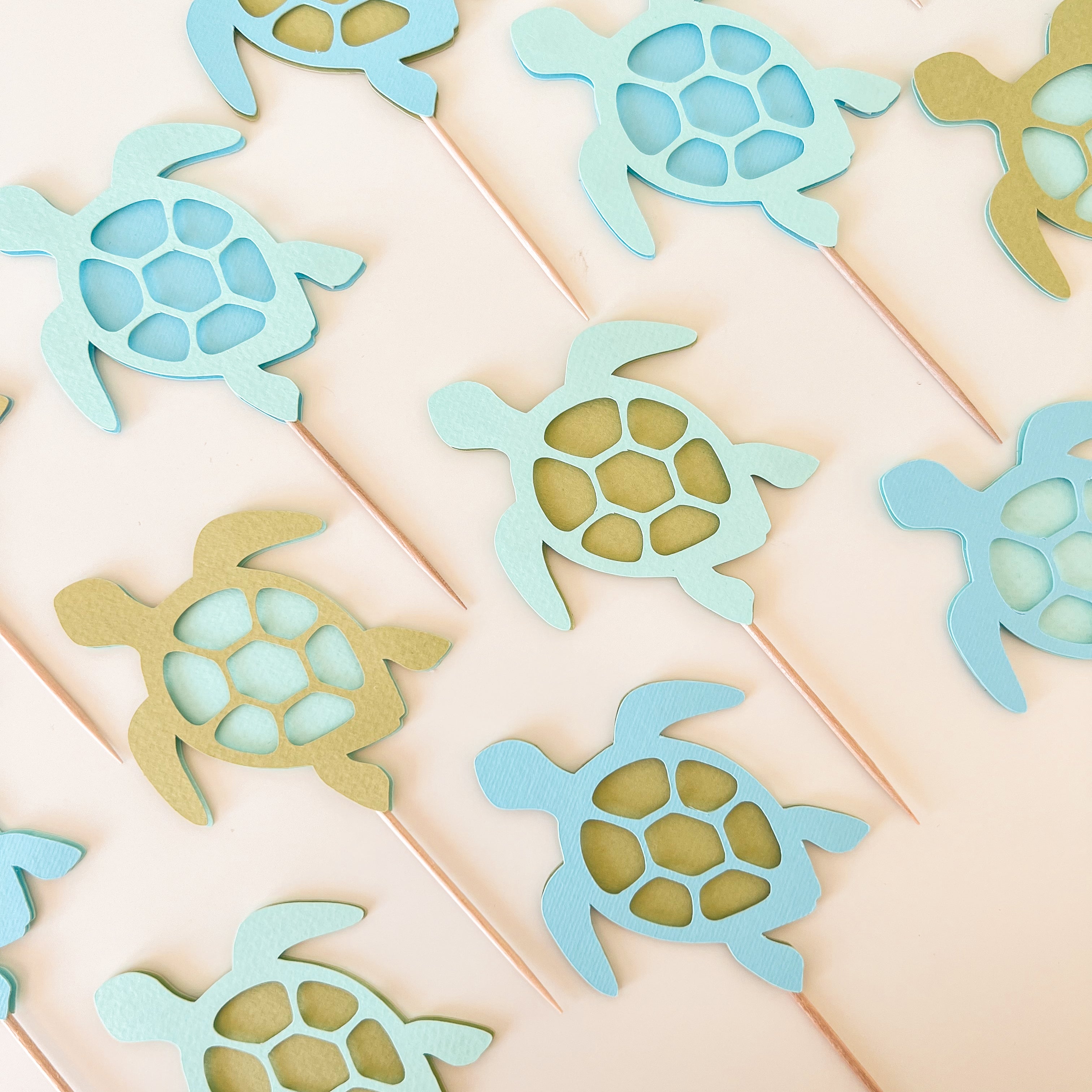 Turtle Cupcake Toppers Sea Turtle Party Under the Sea Party Turtle Straws