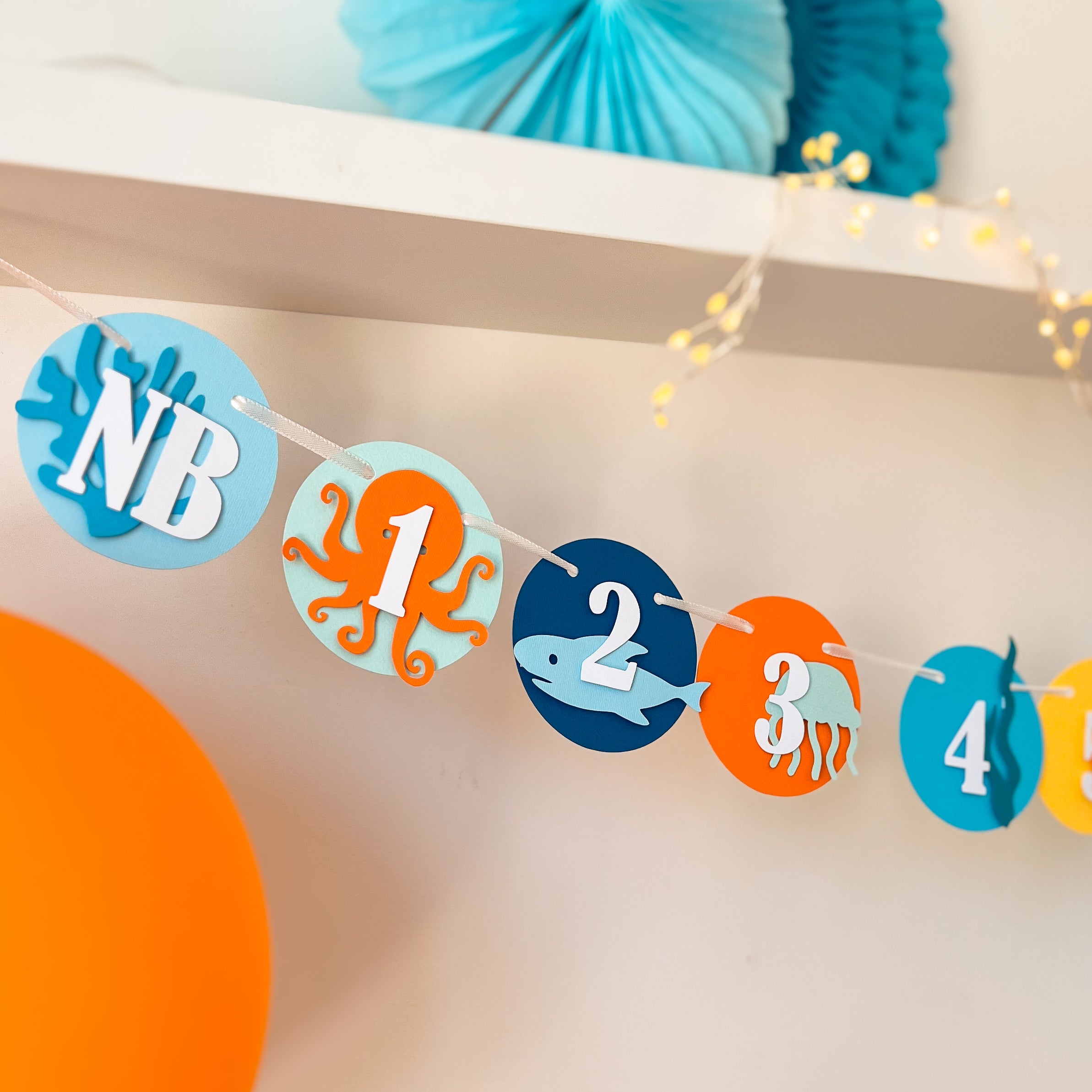 Under the Sea 12 Month Photo Banner Ocean Animals 1st Birthday