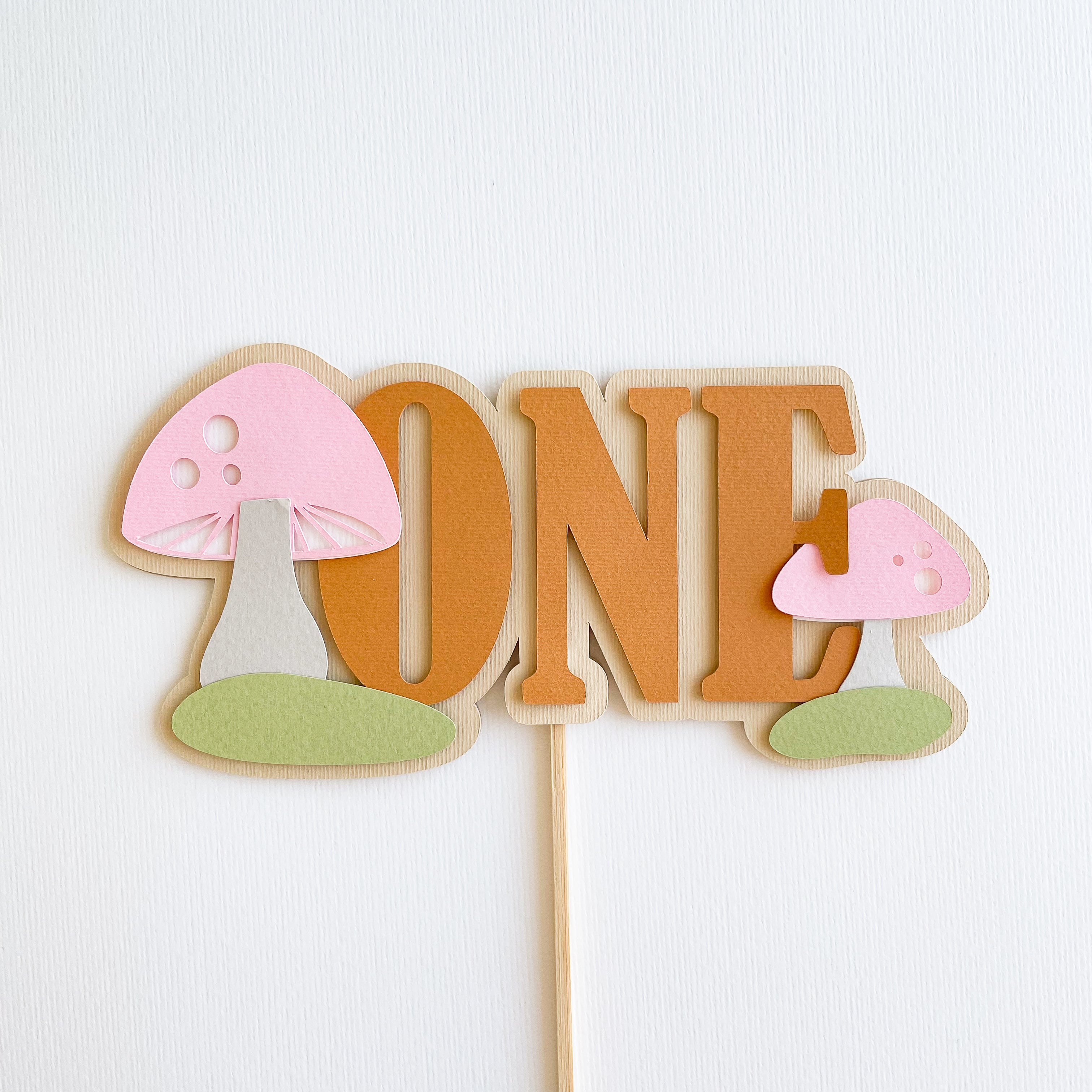 Mushroom Birthday Party Cake Topper Toadstool First Birthday Decorations Woodland Themed Mushroom and Fairy Forest Birthday Baby Earthy