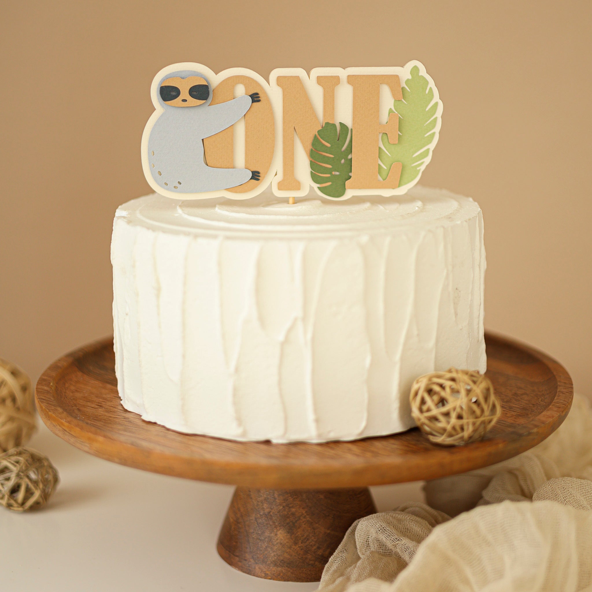 Sloth Cake Topper Let's Hang Out Birthday Party Jungle First Birthday