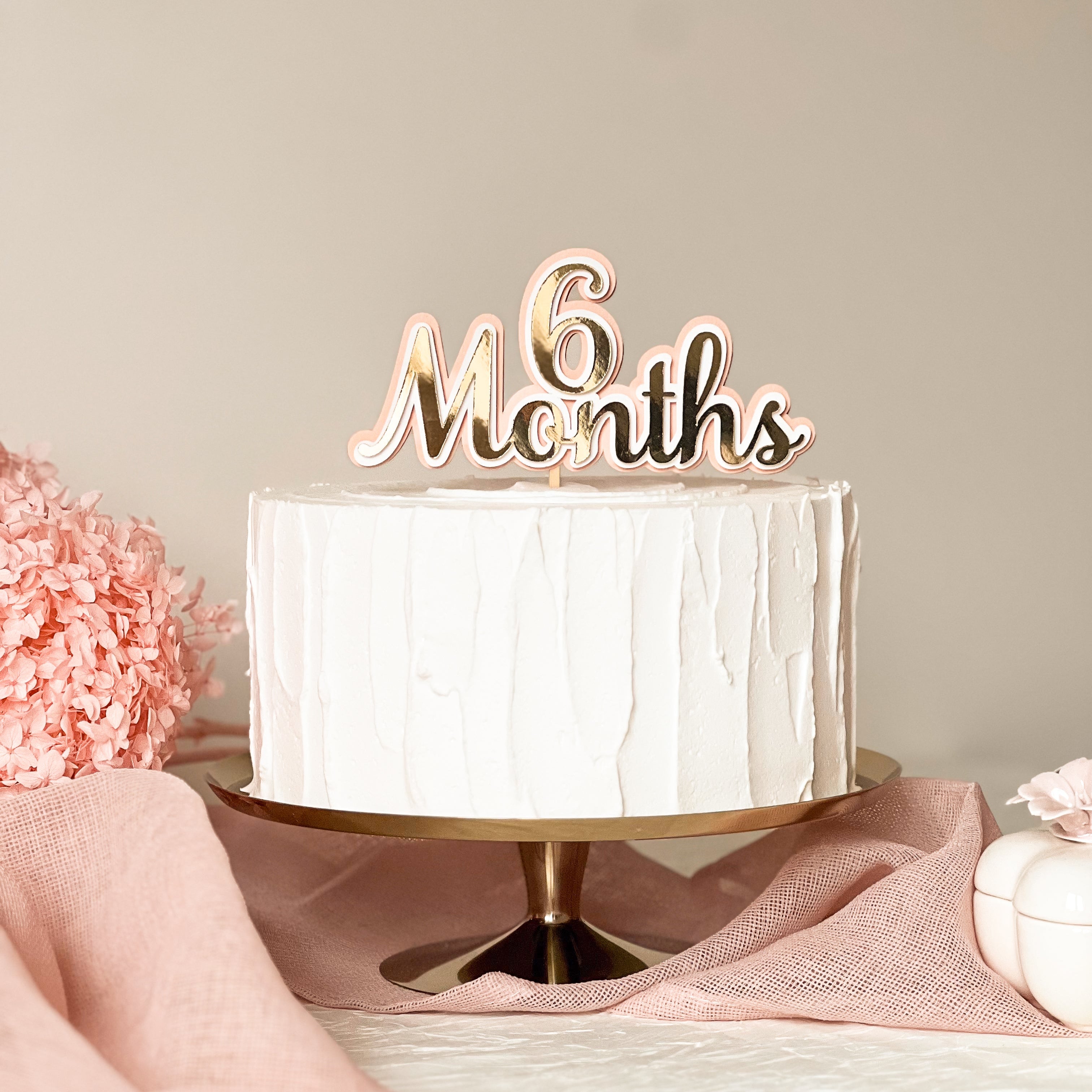 Half Birthday Birthday Cake Topper Blush Gold Birthday Decorations 6 Month Blush Gold Birthday 1/2 Blush Gold Cake Topper