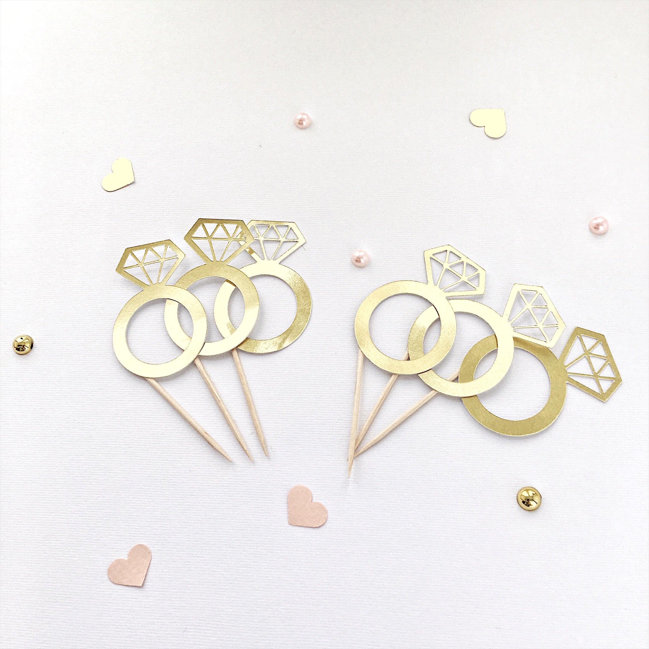 Rings Cupcake Toppers Engagement Party Decor Engagement Party Ideas Bridal  Shower Decor Blush Gold Wedding Decor, image size:2268x2268
