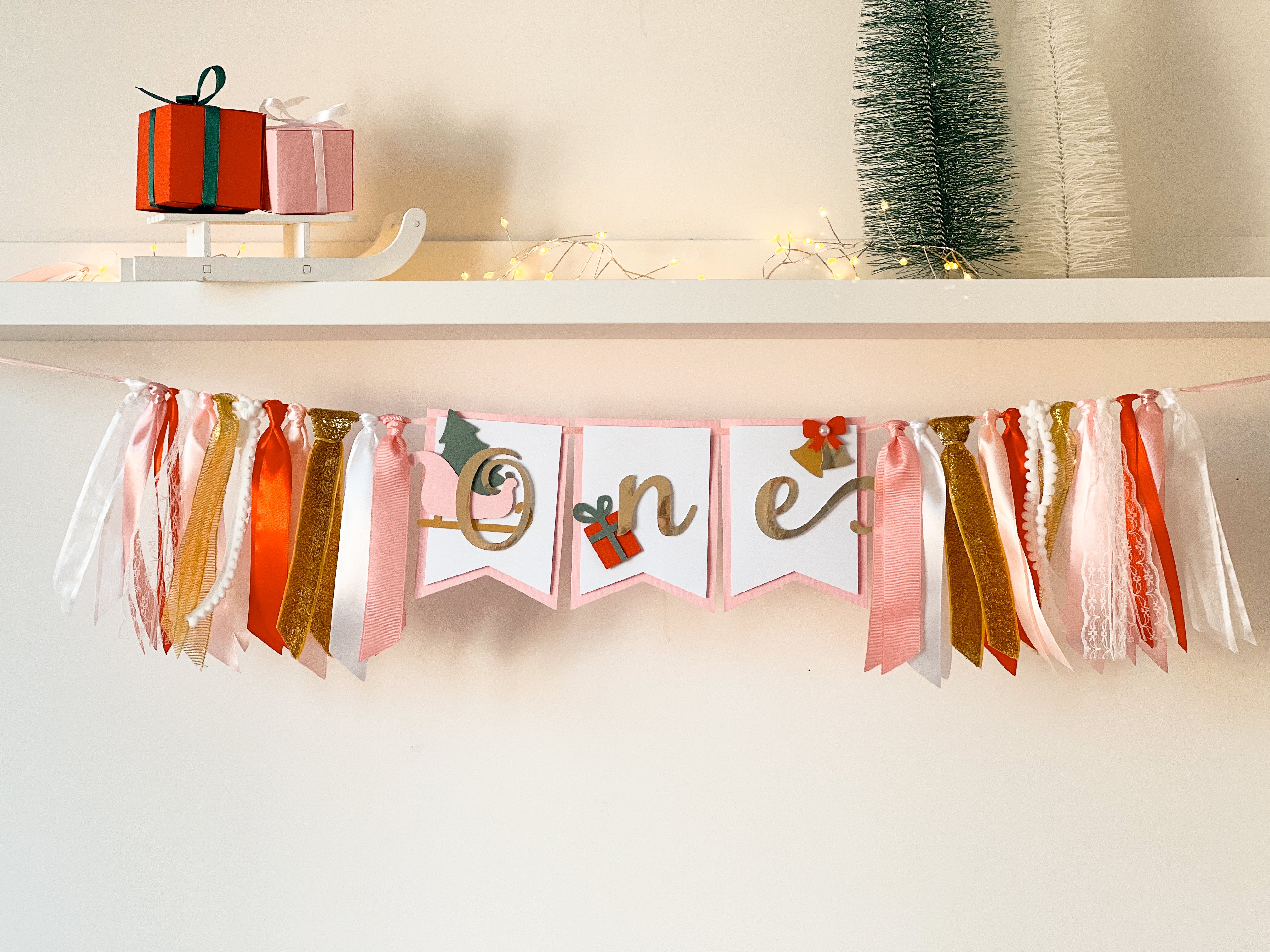 Oh What Fun it is to be One High Chair Banner Christmas Holiday Birthday Winter Girl 1st Birthday Party Decorations Sleigh Birthday Party