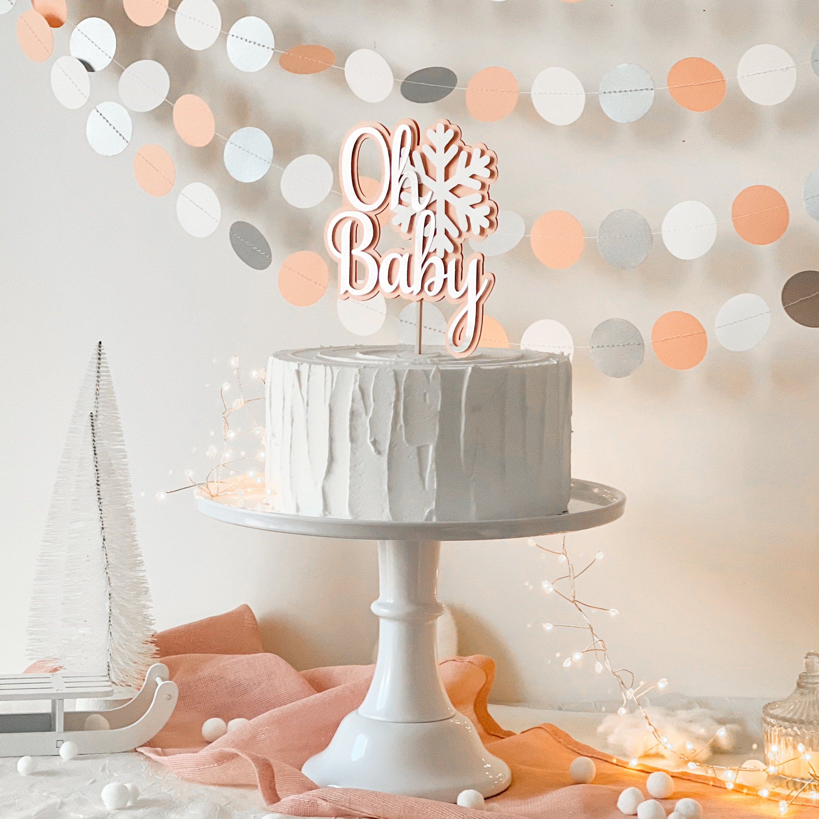 Snowflake Baby Shower Cake Topper Winter Wonderland Winter Baby Shower