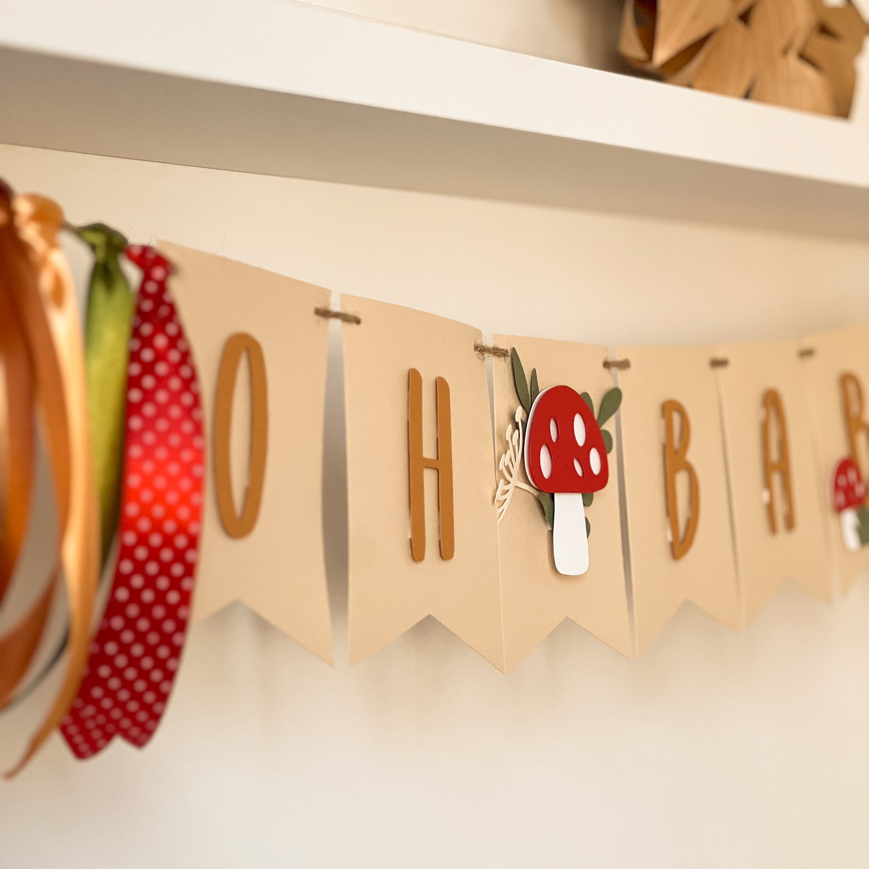 Mushroom Oh Baby Banner Custom Baby Shower Banner Baby Earthy Party
