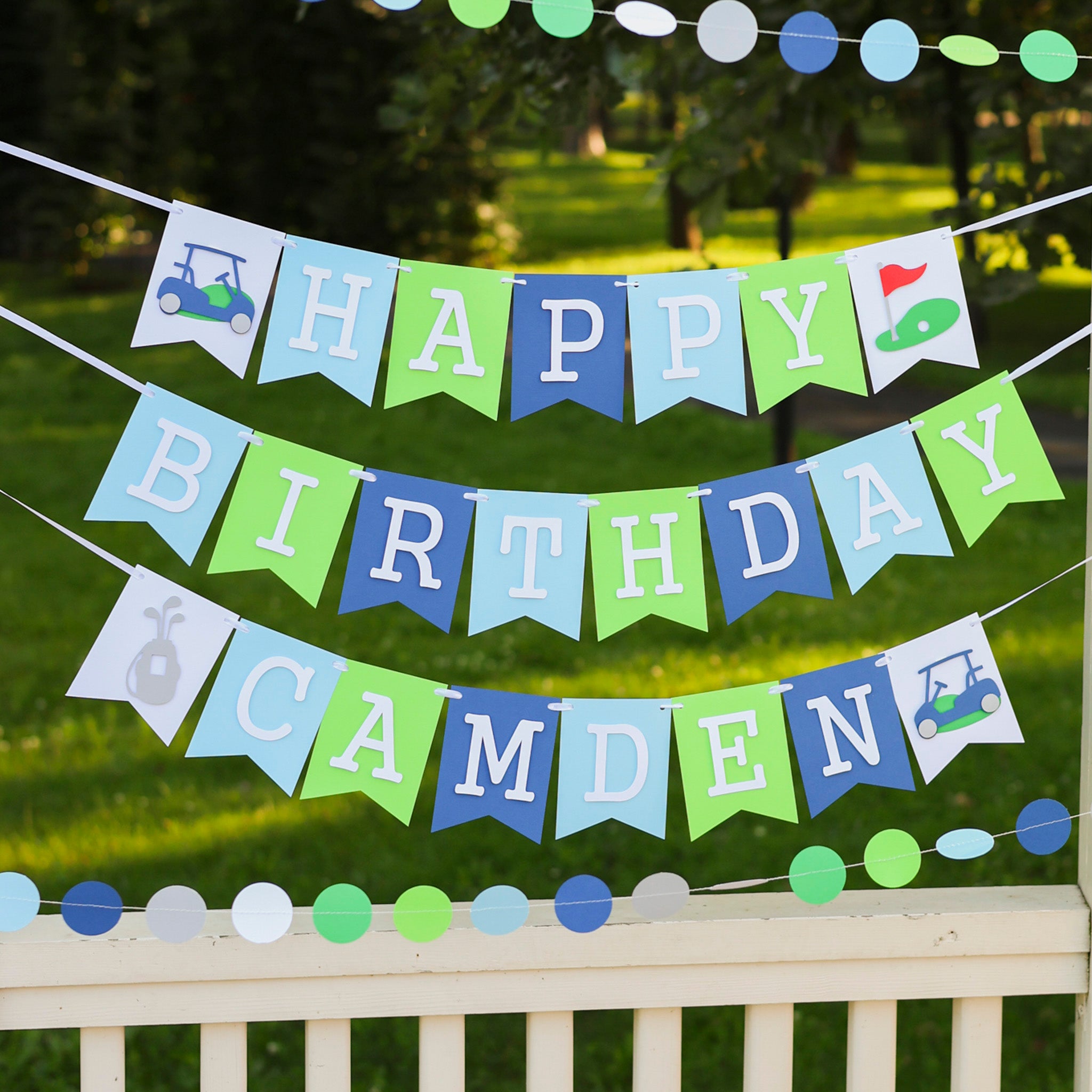 Personalized Golf 1st Birthday Banner for Boy, Let's Par-Tee, Hole in One