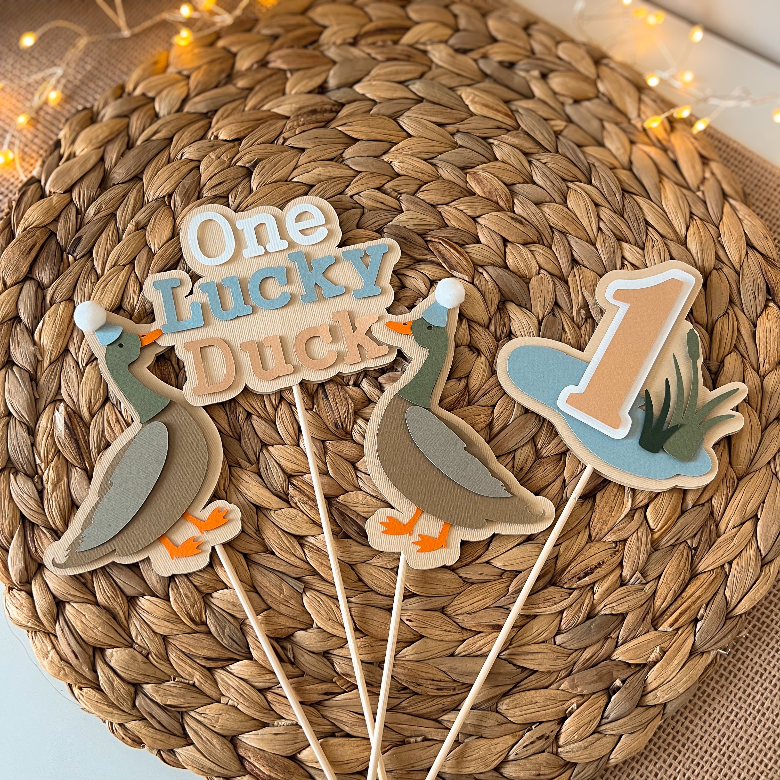 Lucky Duck Centerpieces Duck 1st Birthday Decorations One Lucky Duck Mallard Duck party Summer or Fall Birthday party