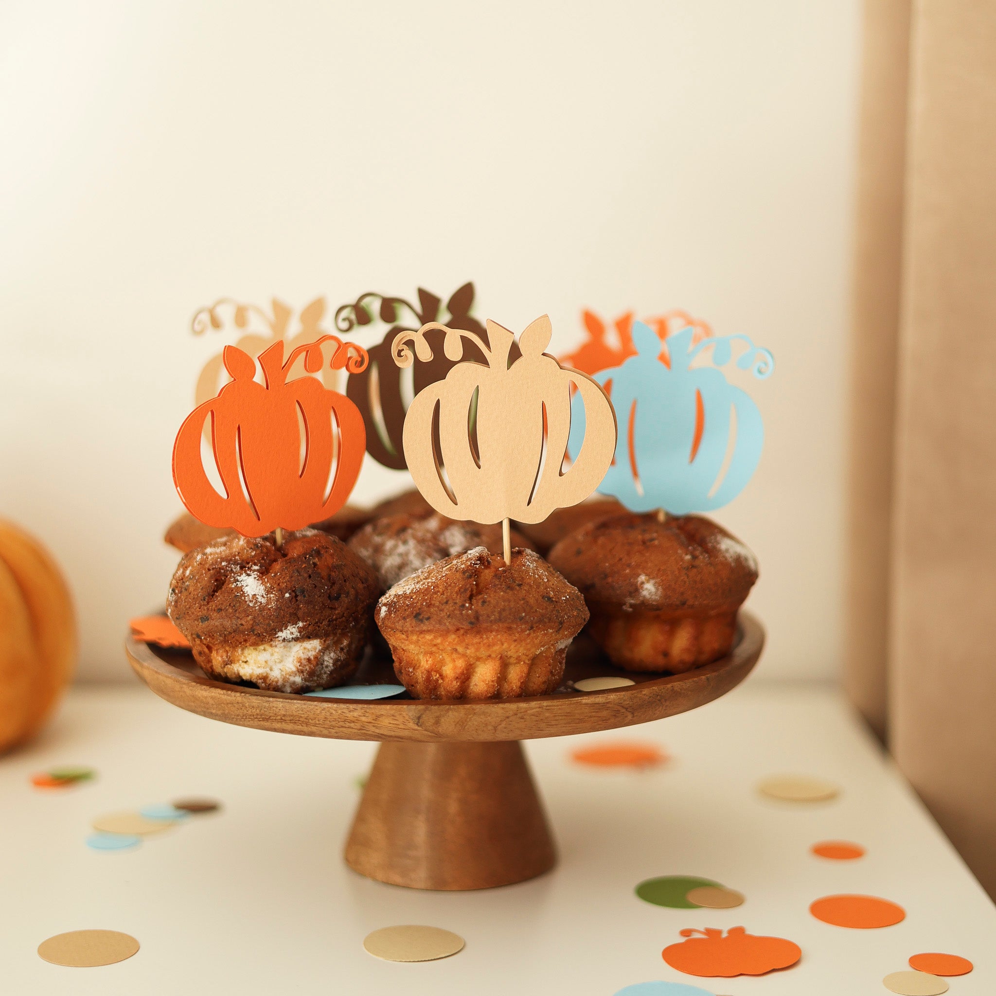 Pumpkin Cupcake Toppers - Fall Boy 1st Birthday & Baby Shower Decor