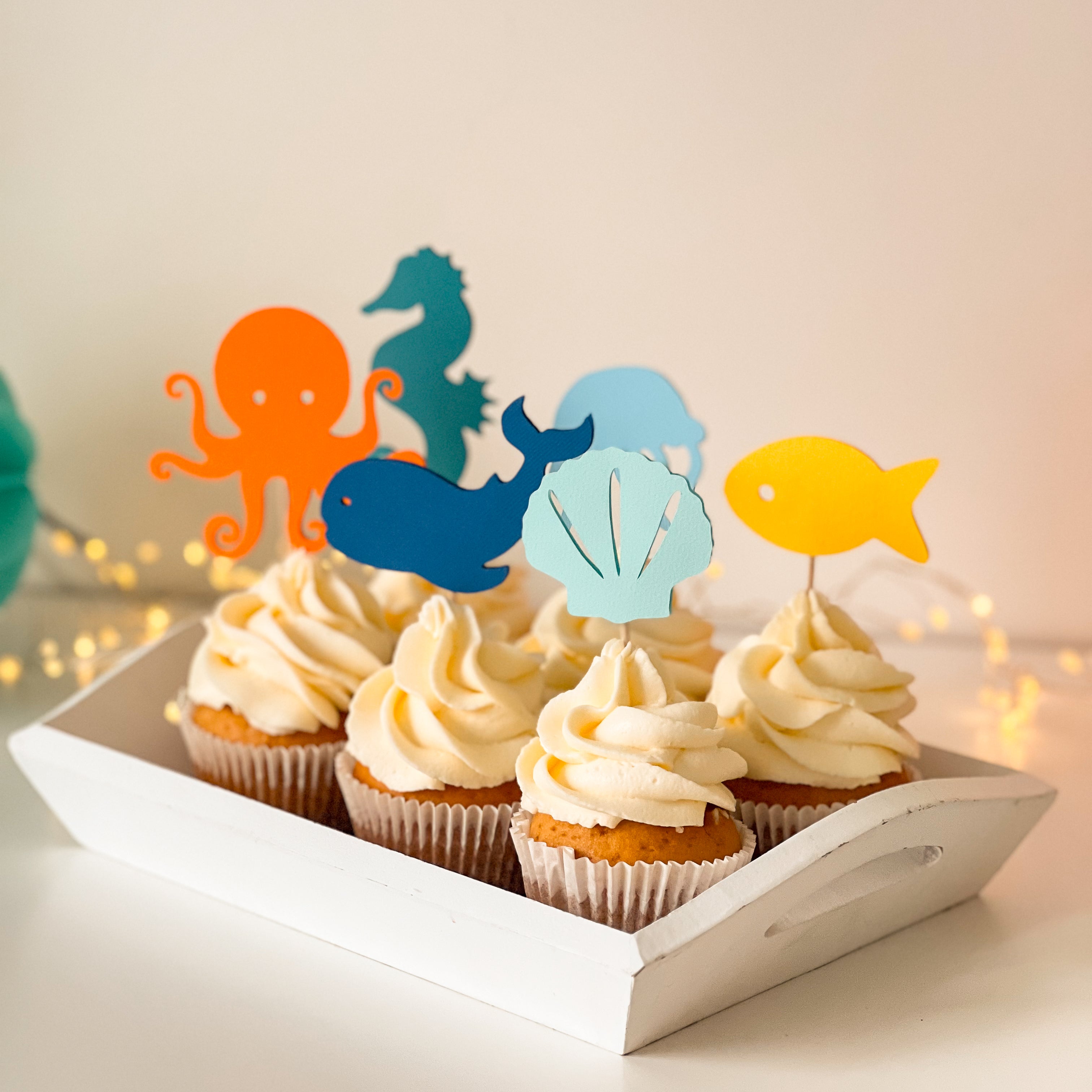 Under The Sea Cupcake Toppers Ocean theme birthday Onder the Sea Birthday