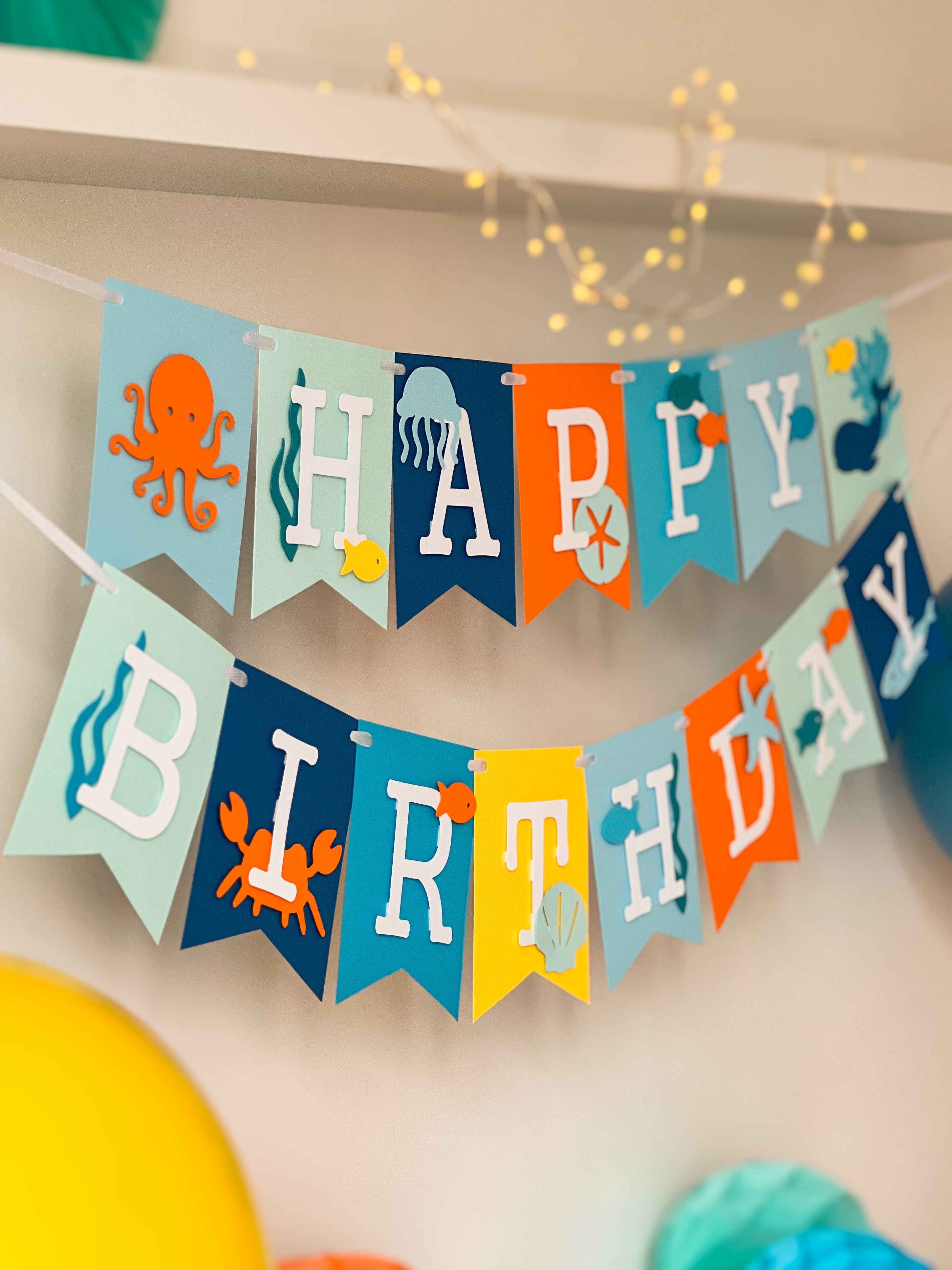 Under The Sea Birthday Banner Onder the Sea Ocean Animals Birthday party