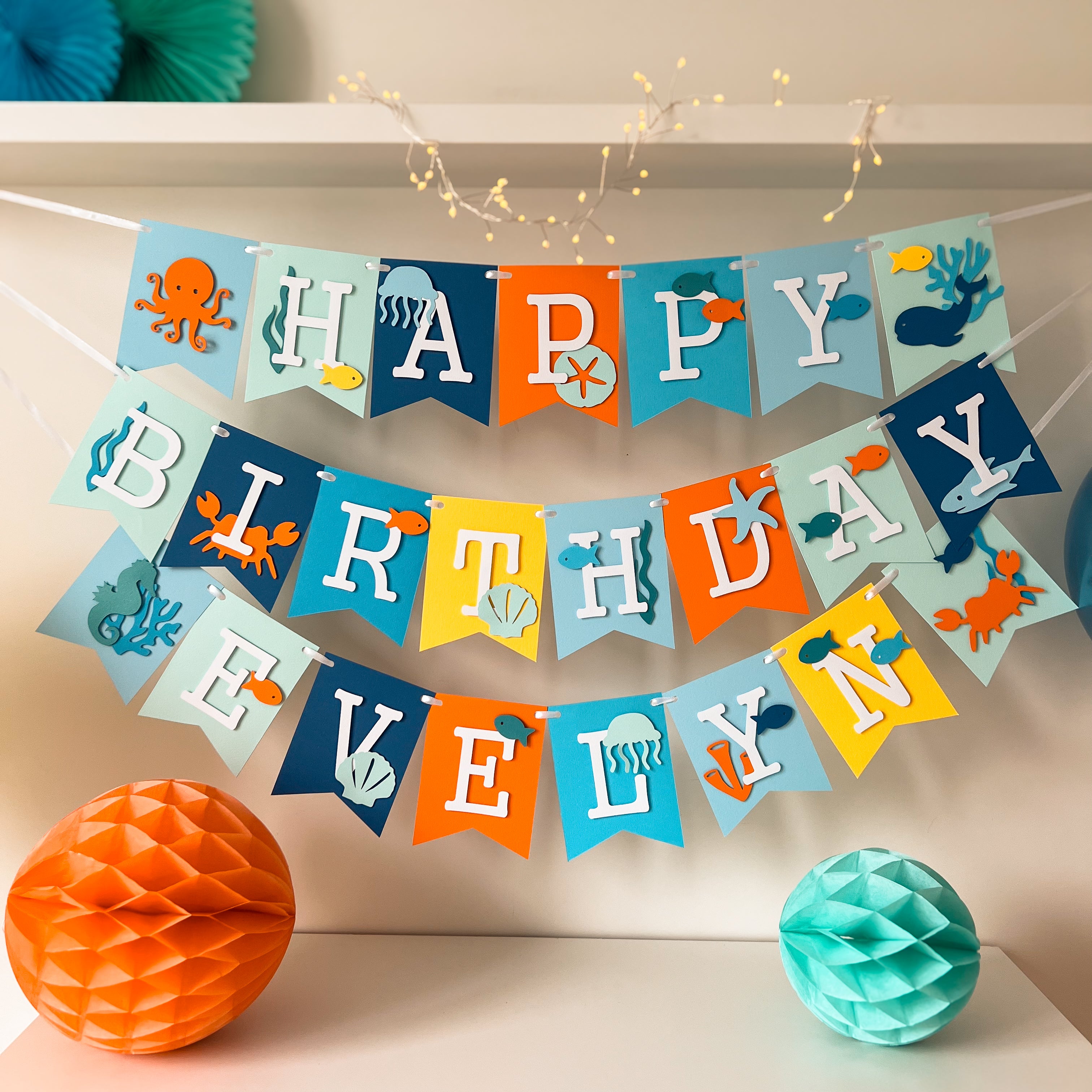 Under The Sea Birthday Banner Onder the Sea Ocean Animals Birthday party