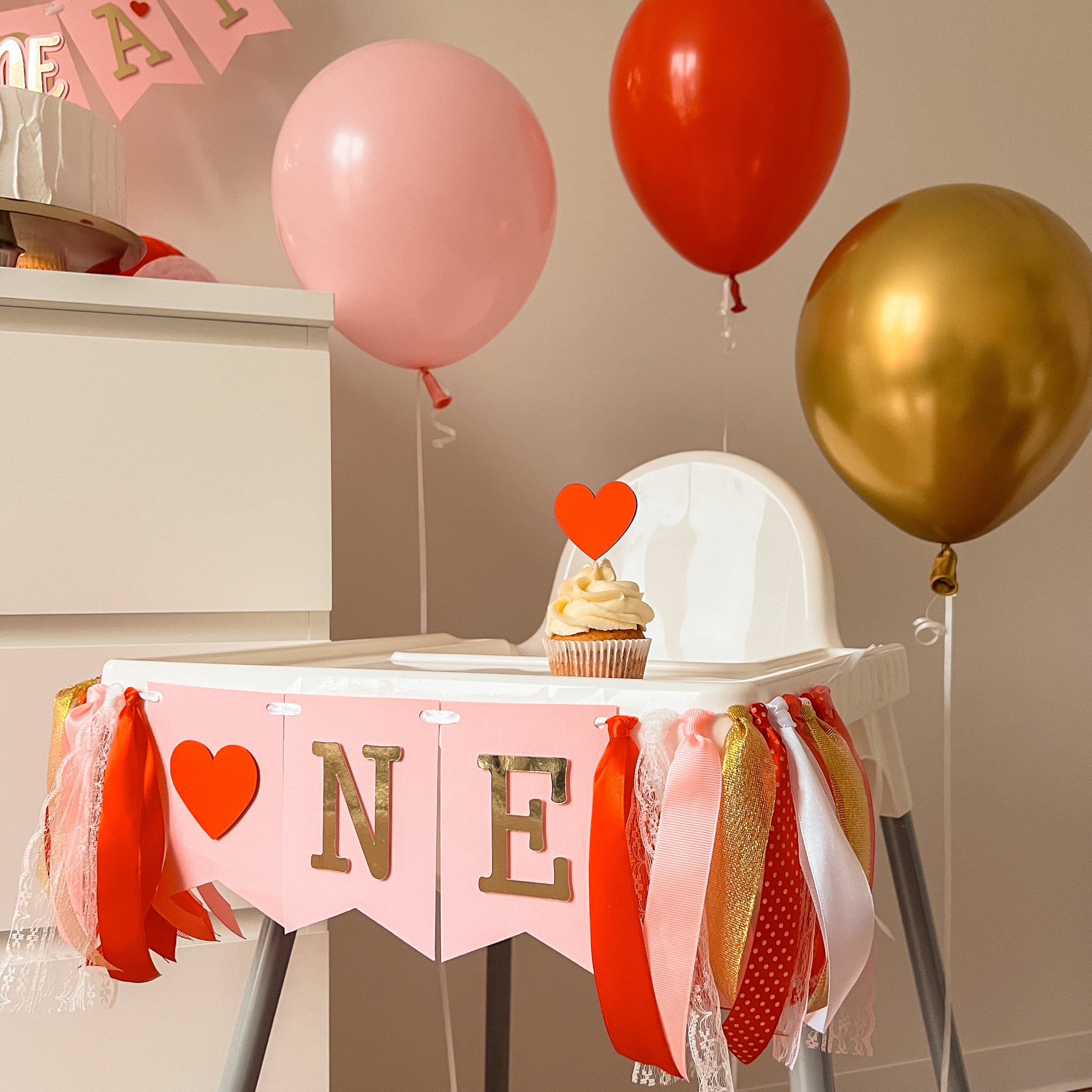 Little Sweetheart High Chair Banner Valentine's Day Themed 1st Birthday Decorations Heart 1st Birthday Party