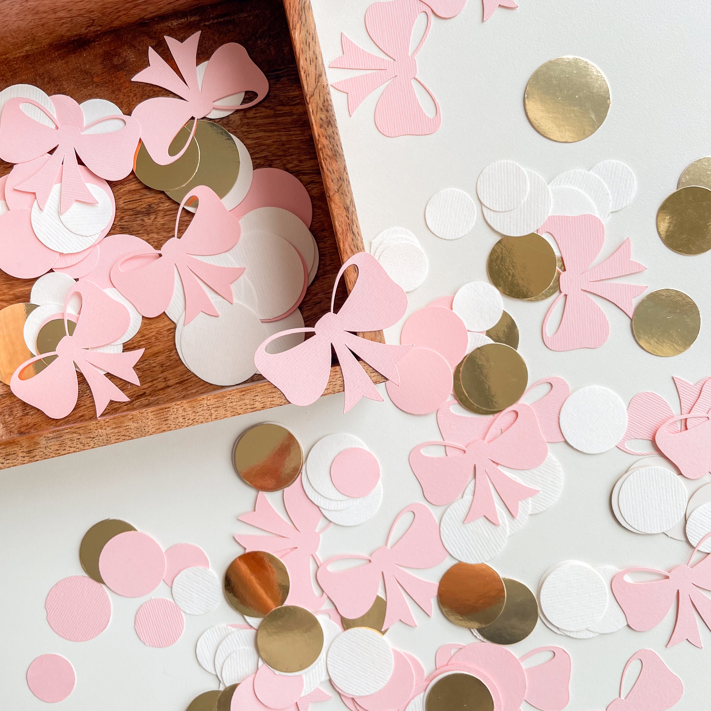 Pink Bow Confetti Pink Blush Baby Shower Coquette Theme Party Pink Bow Confetti Pink Blush Baby Shower Coquette Theme Party