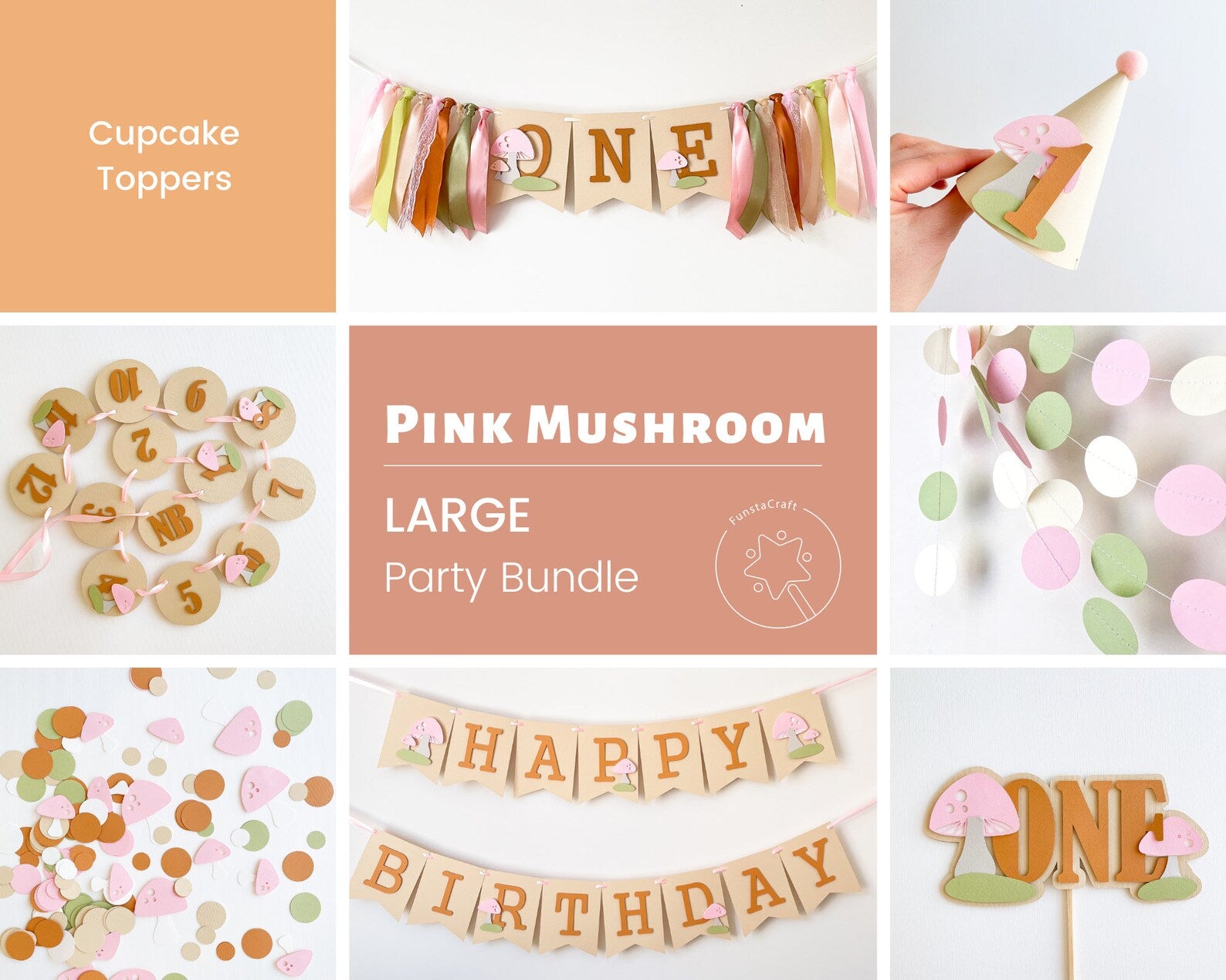 Pink Mushroom 1st Birthday Decorations Pink Toadstool Party Decorations Fairy First Birthday