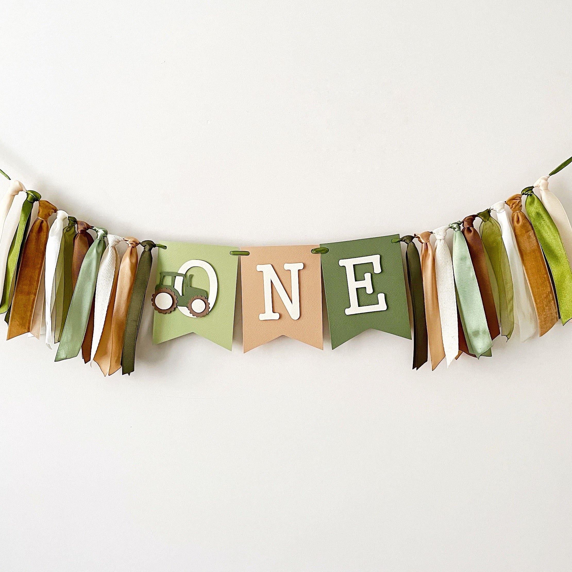 Tractor One High Chair Banner Farm Theme 1st Birthday Party Decorations Tractor Birthday by FunstaCraft