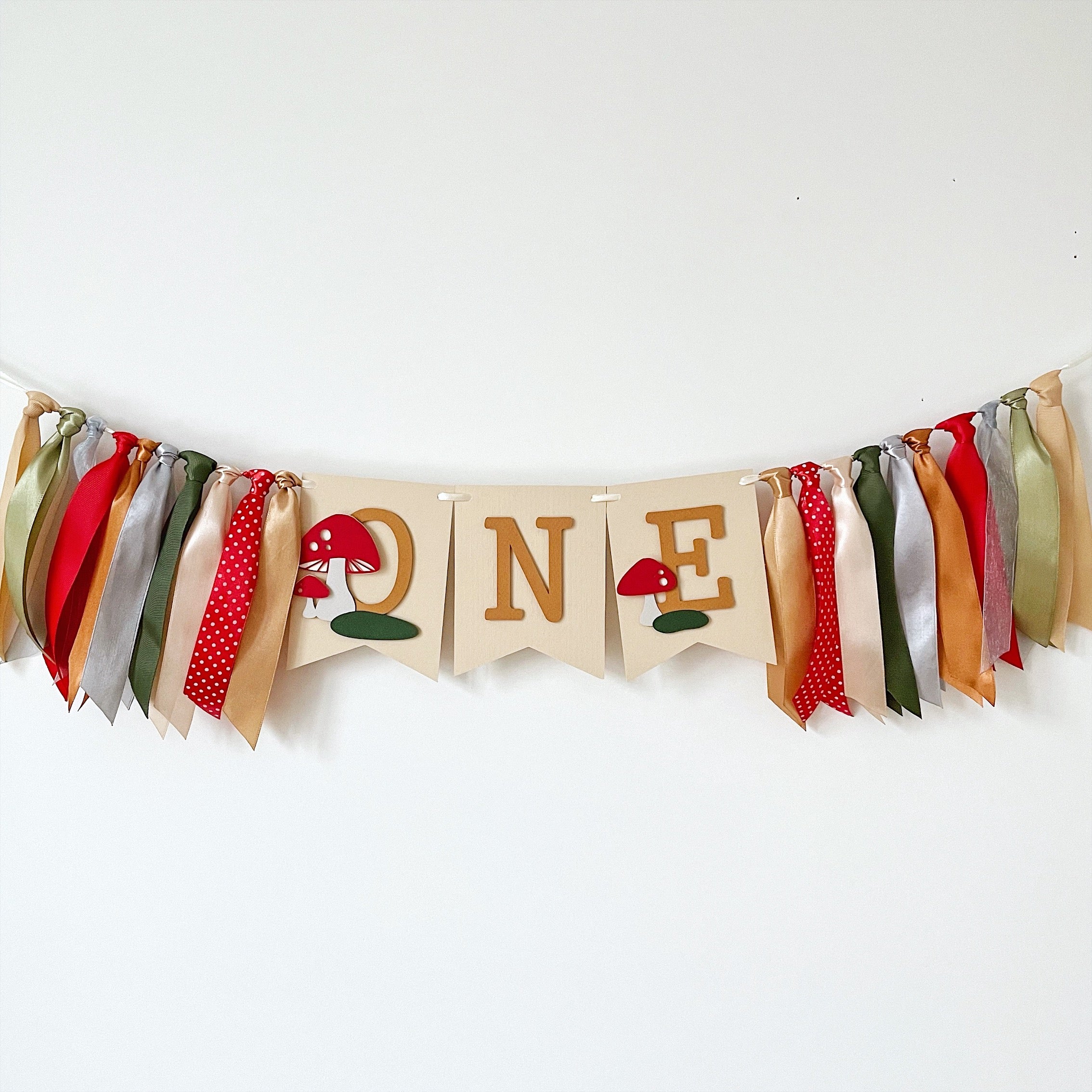 Mushroom 1st Birthday Party Decorations Toadstool 1st Birthday Highchair Banner Forest Woodland Fairy Party Decor
