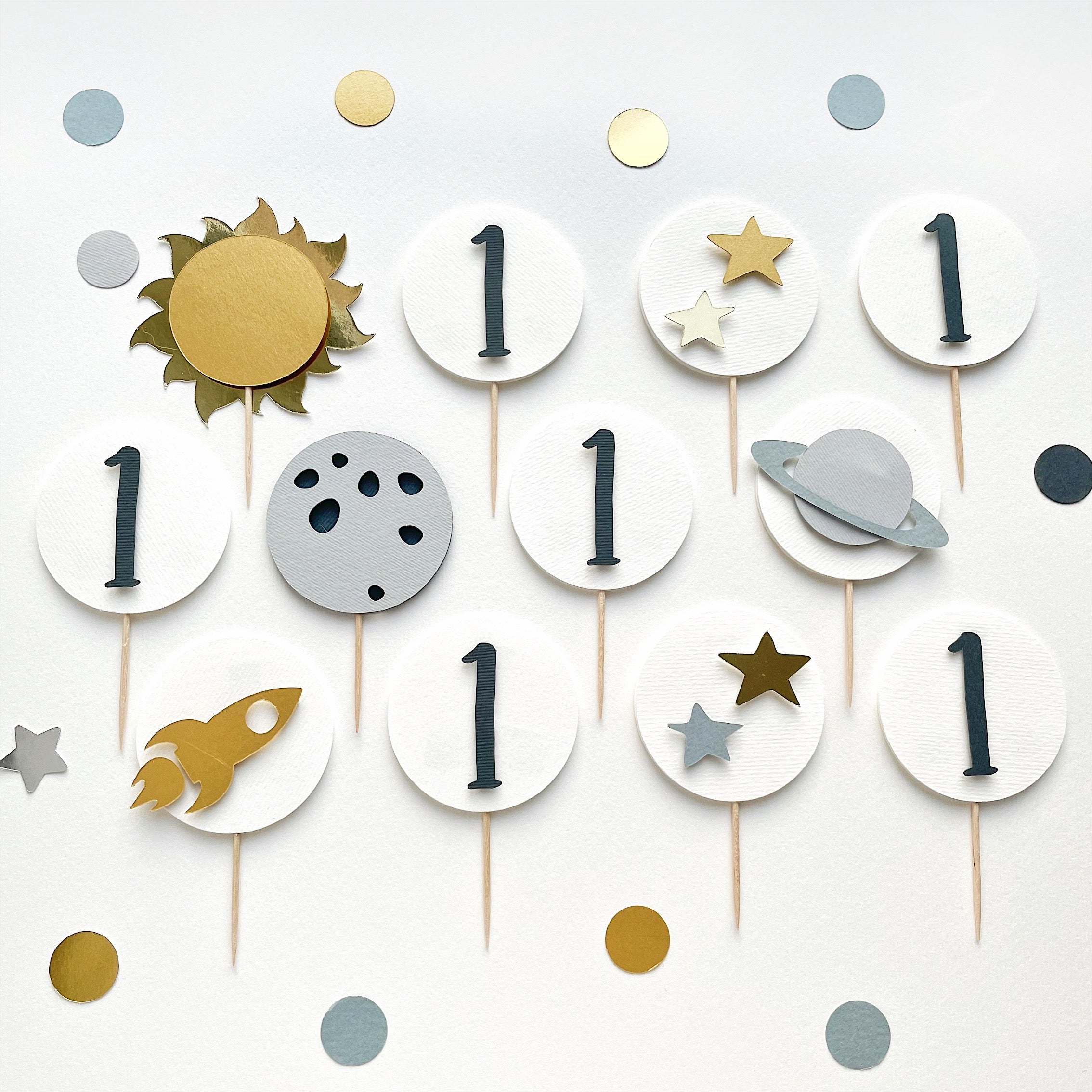 1st Trip Around the Sun Cupcake Toppers