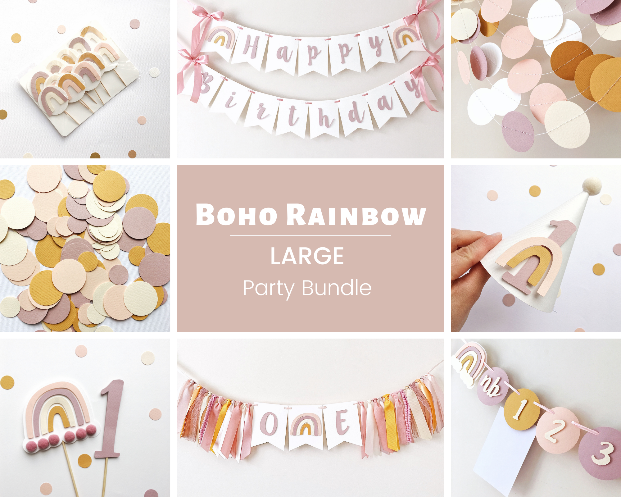 Boho Rainbow 1st Birthday Bundle Large
